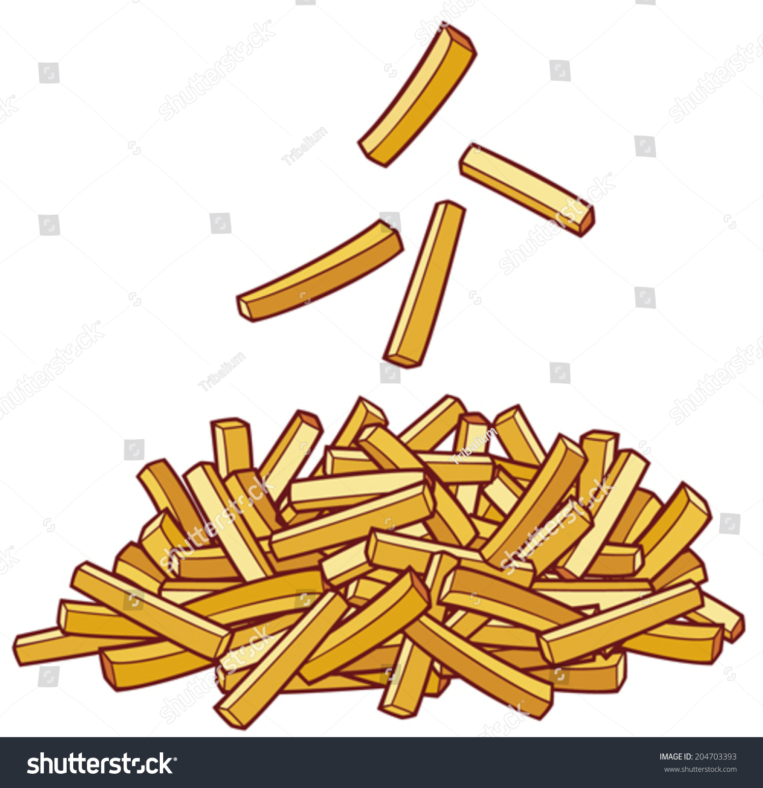 Pile French Fries Stock Vector 204703393 - Shutterstock