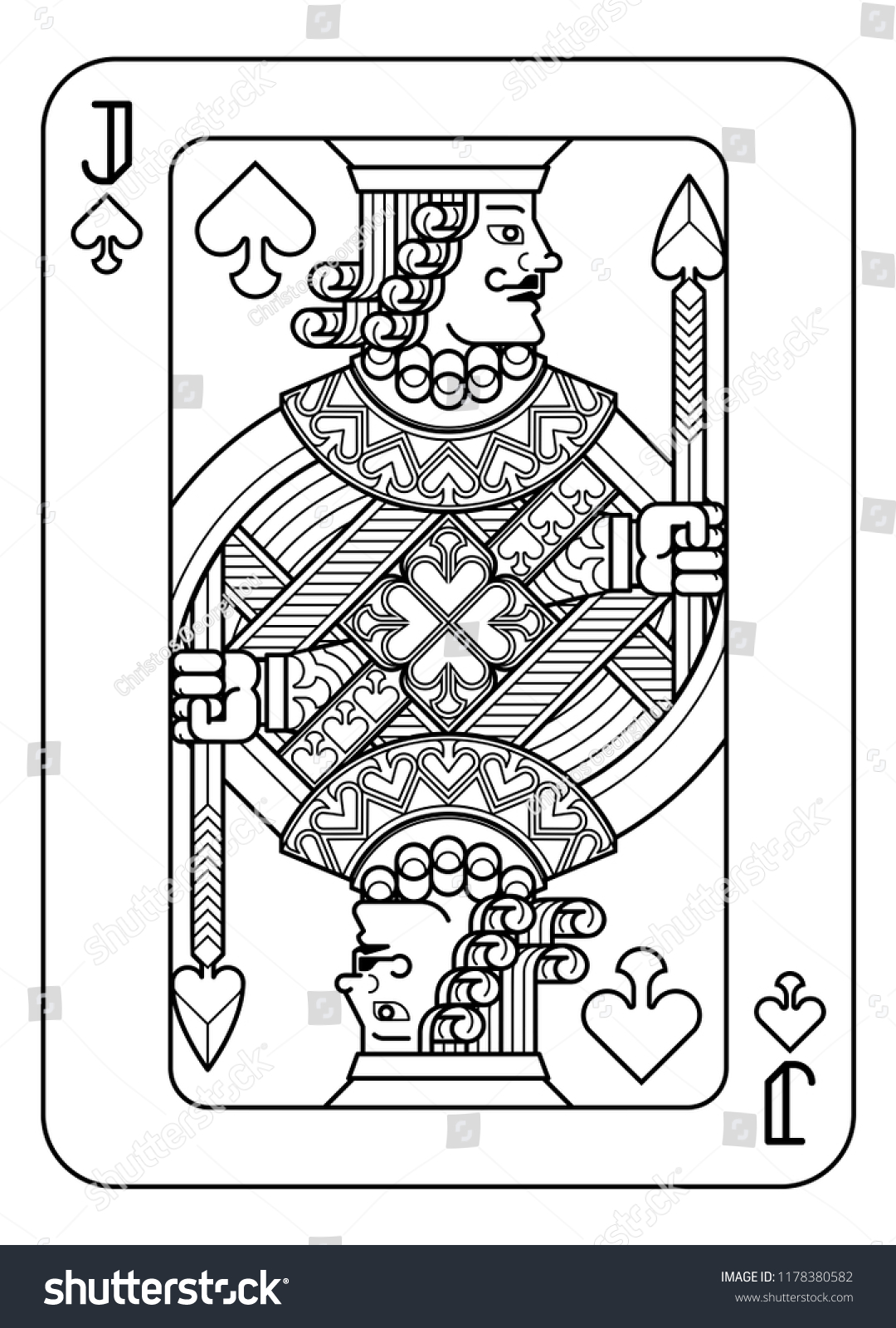 Playing Card Jack Spades Black White Stock Vector (Royalty Free) 1178380582
