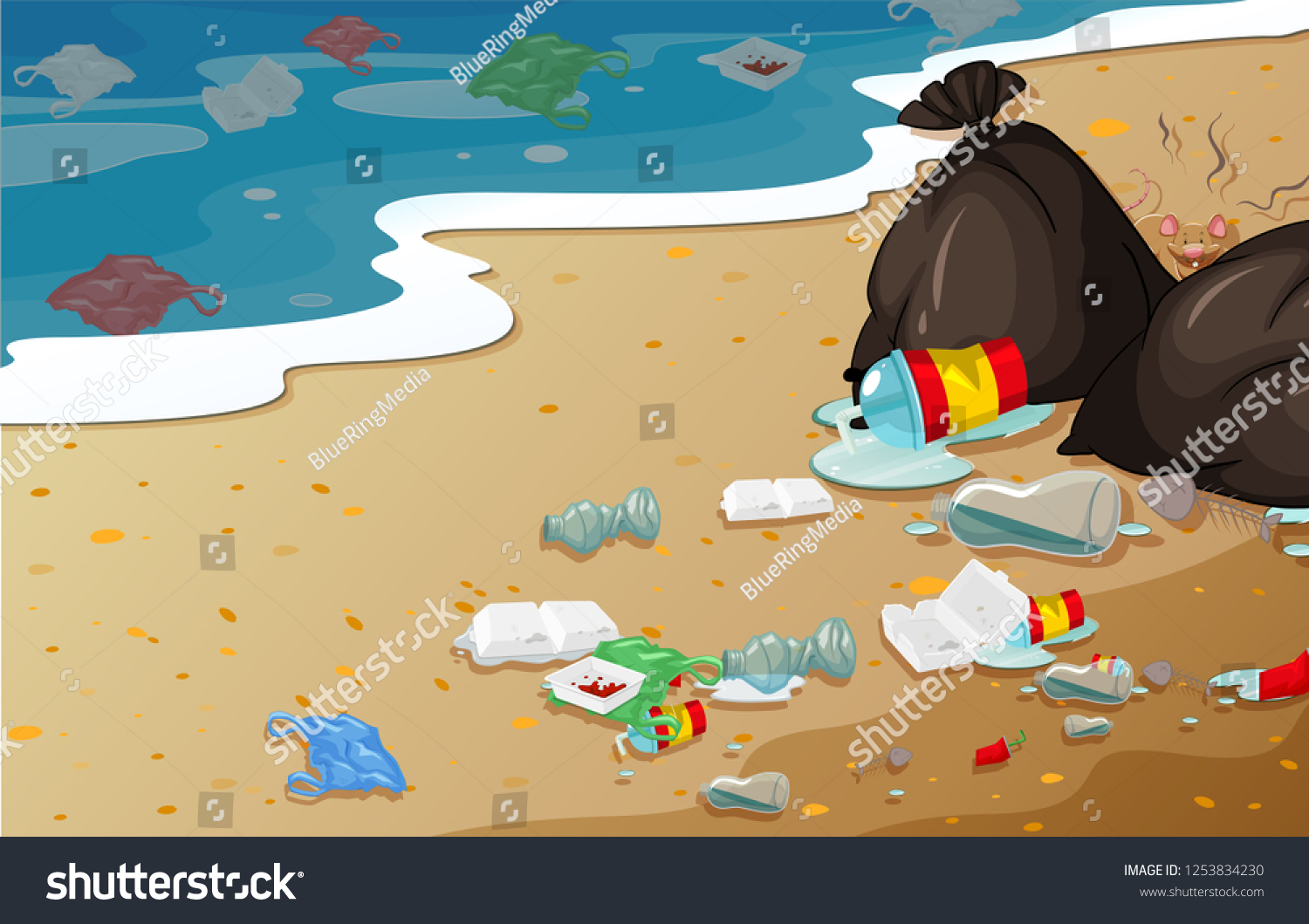 Pollution Beach Background Illustration Stock Vector (royalty Free 