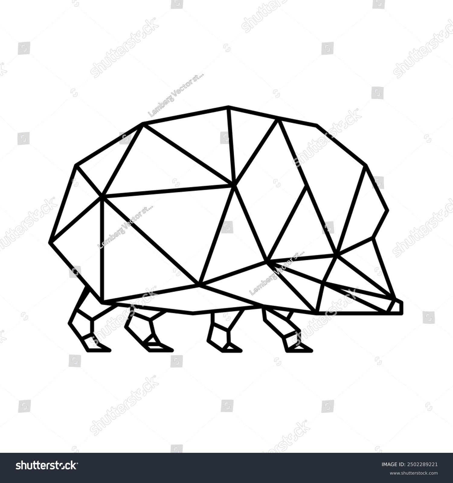 recommend clip art: A polygonal line art illustration of an armadillo, depicting geometric shapes in black lines.