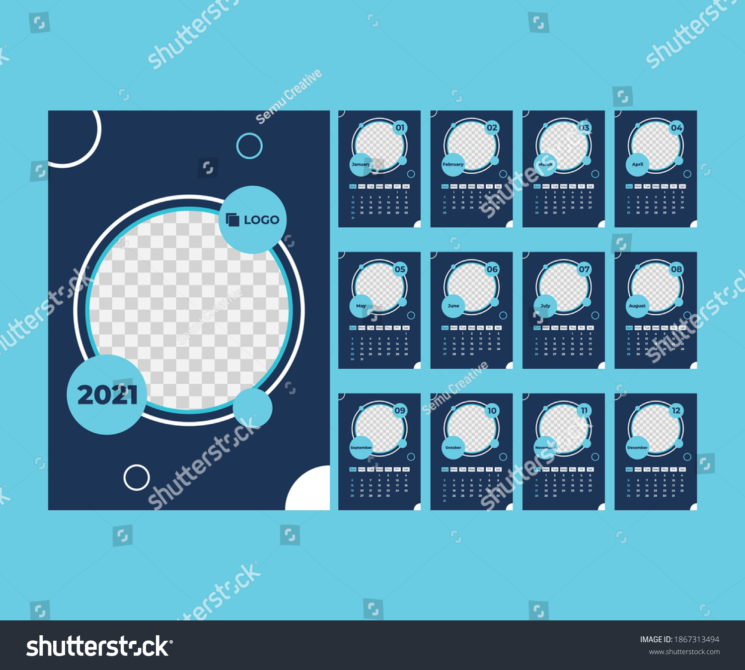 A5 Portrait 2021 Year Calendar Template Stock Vector Royalty Free 1867313494