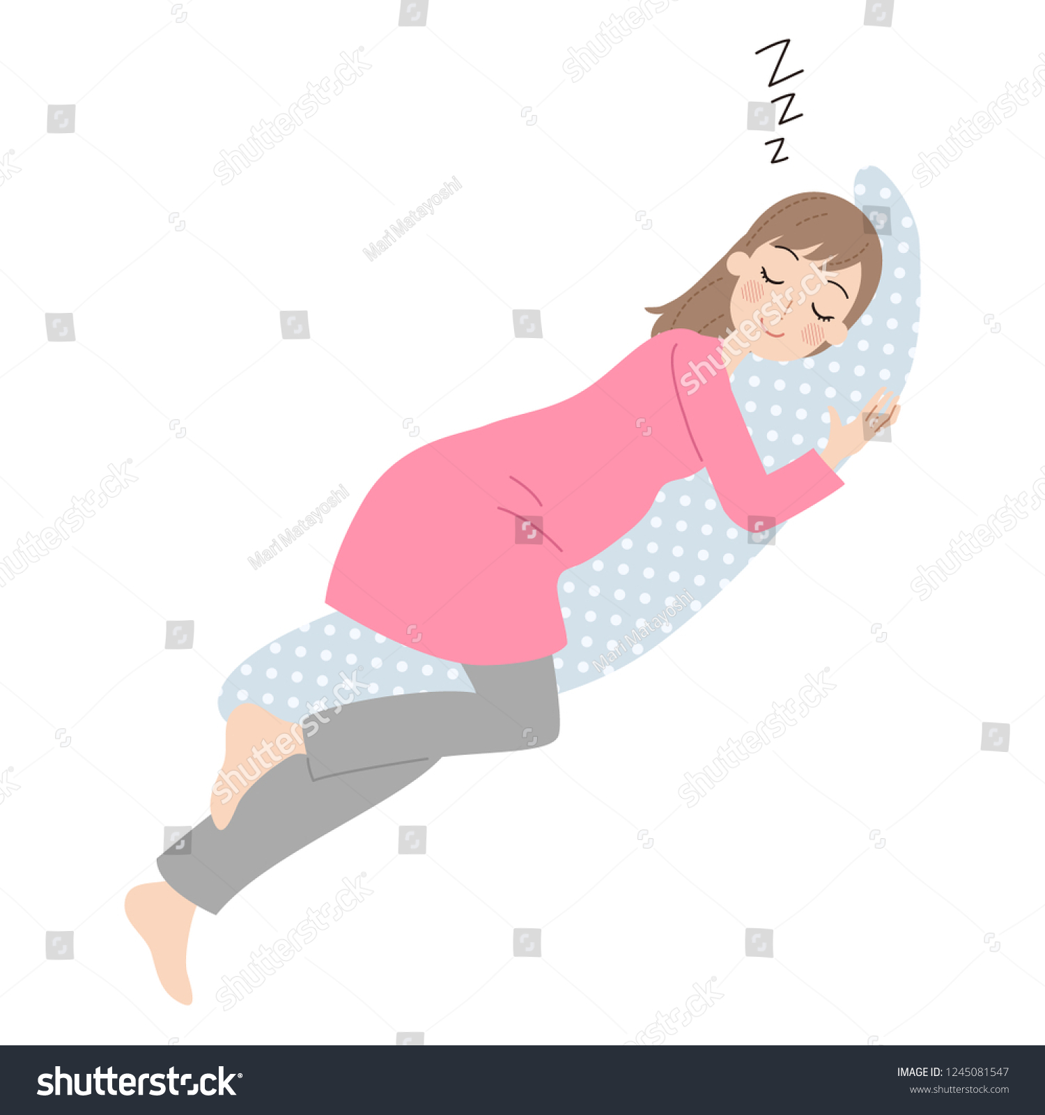 SVG of A pregnant woman who sleeps holding a pillow. svg