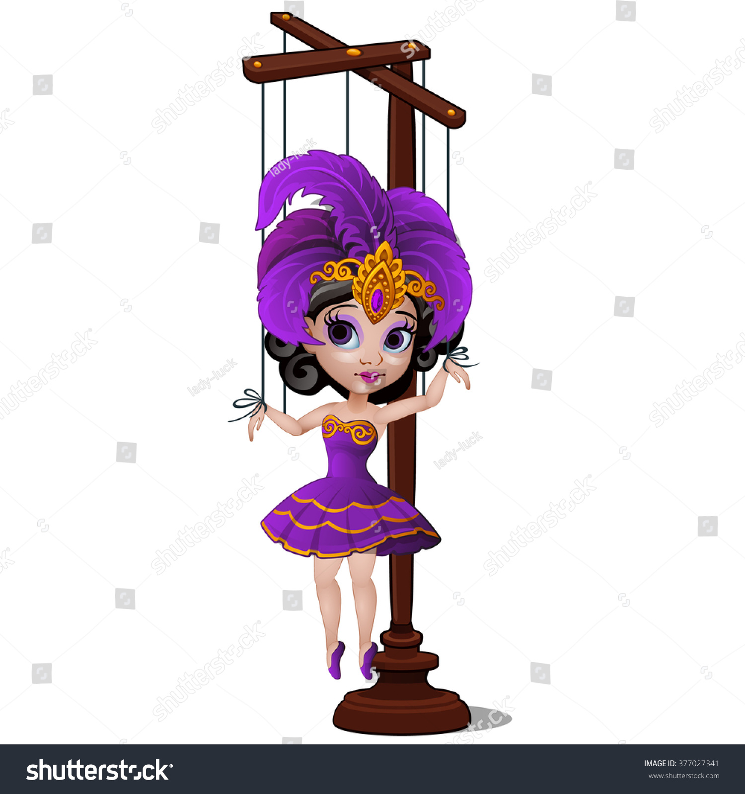SVG of A puppet in a purple dress. Vector. svg