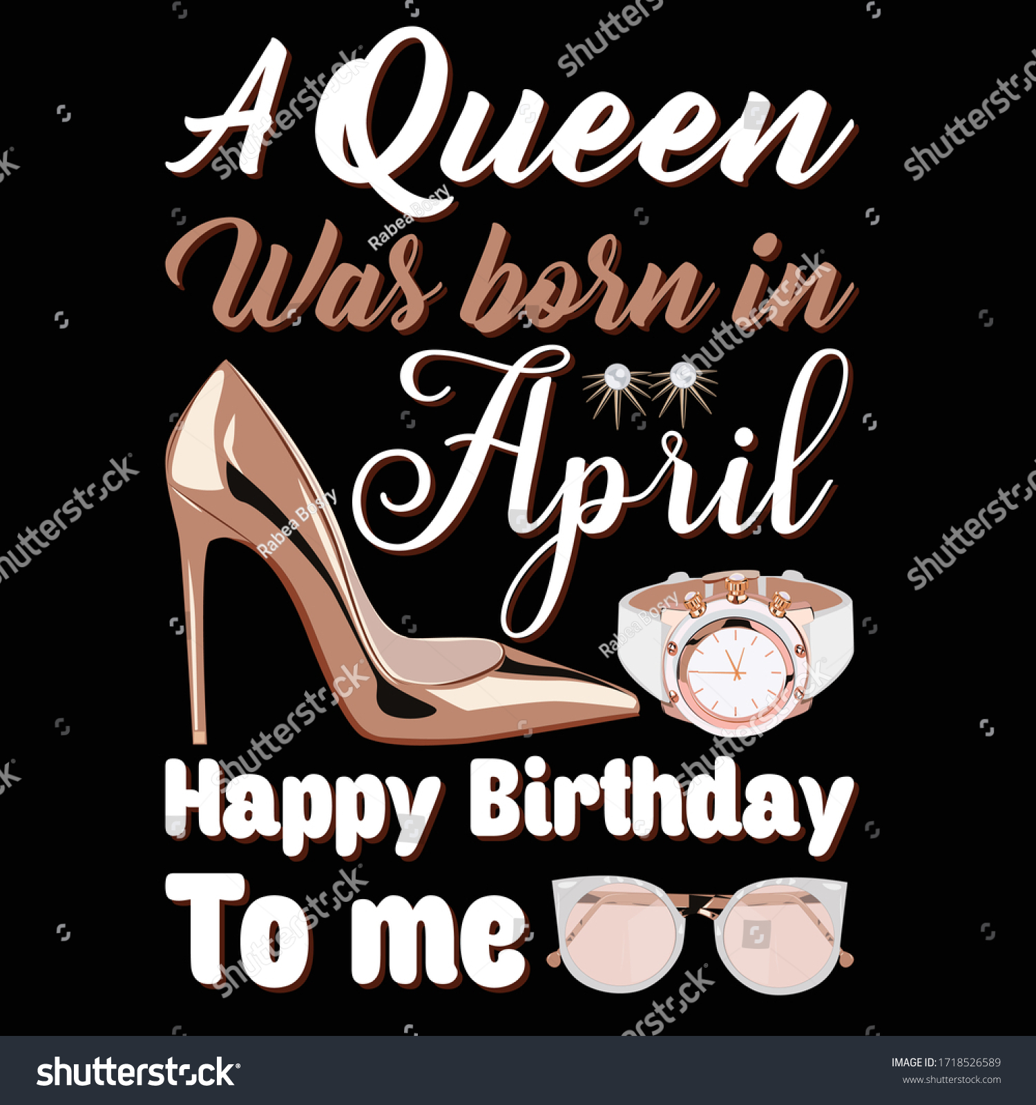 Queen Born Aprilhappy Birthday Met Shirt Stock Vector Royalty Free