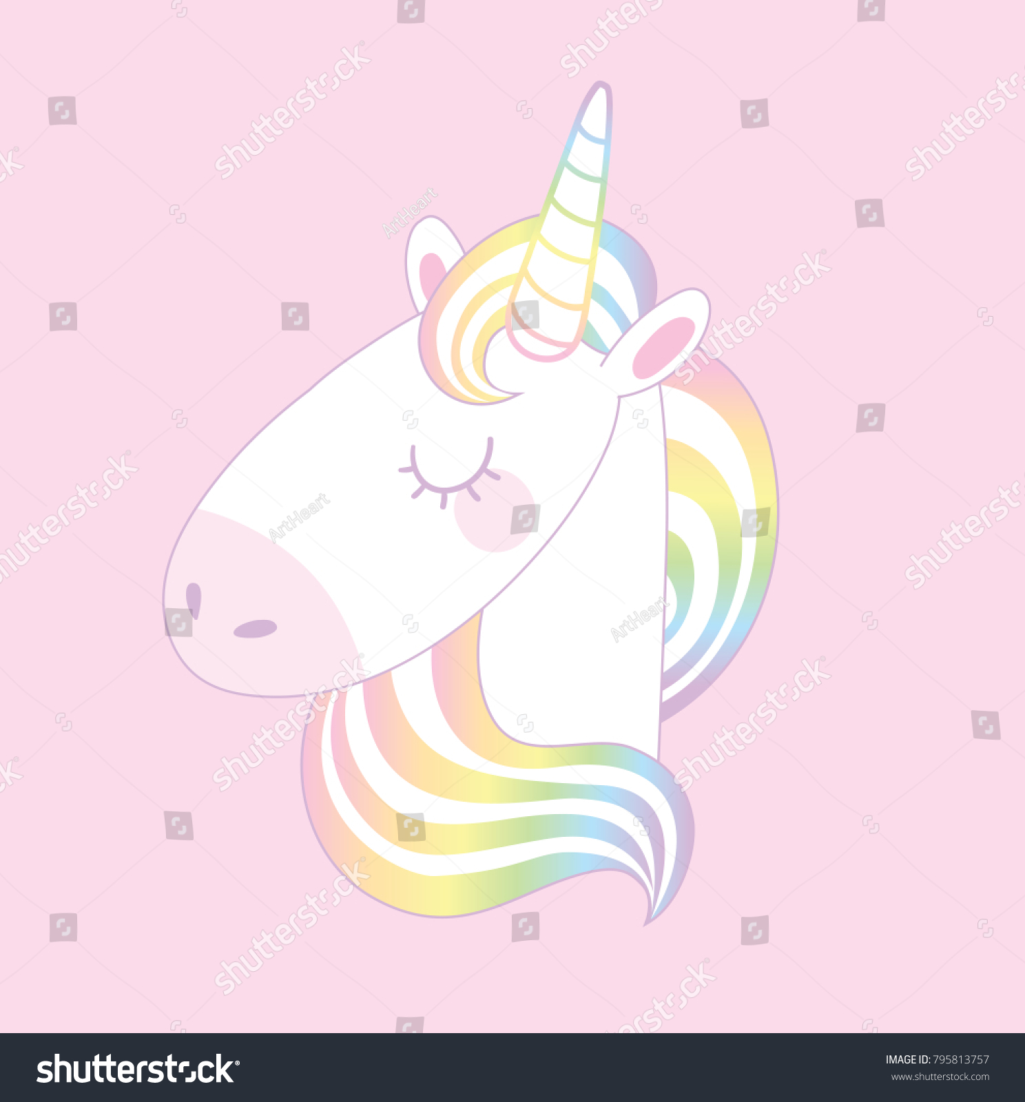 Quirky Cartoon Unicorn Face Rainbow Mane Stock Vector (Royalty Free ...