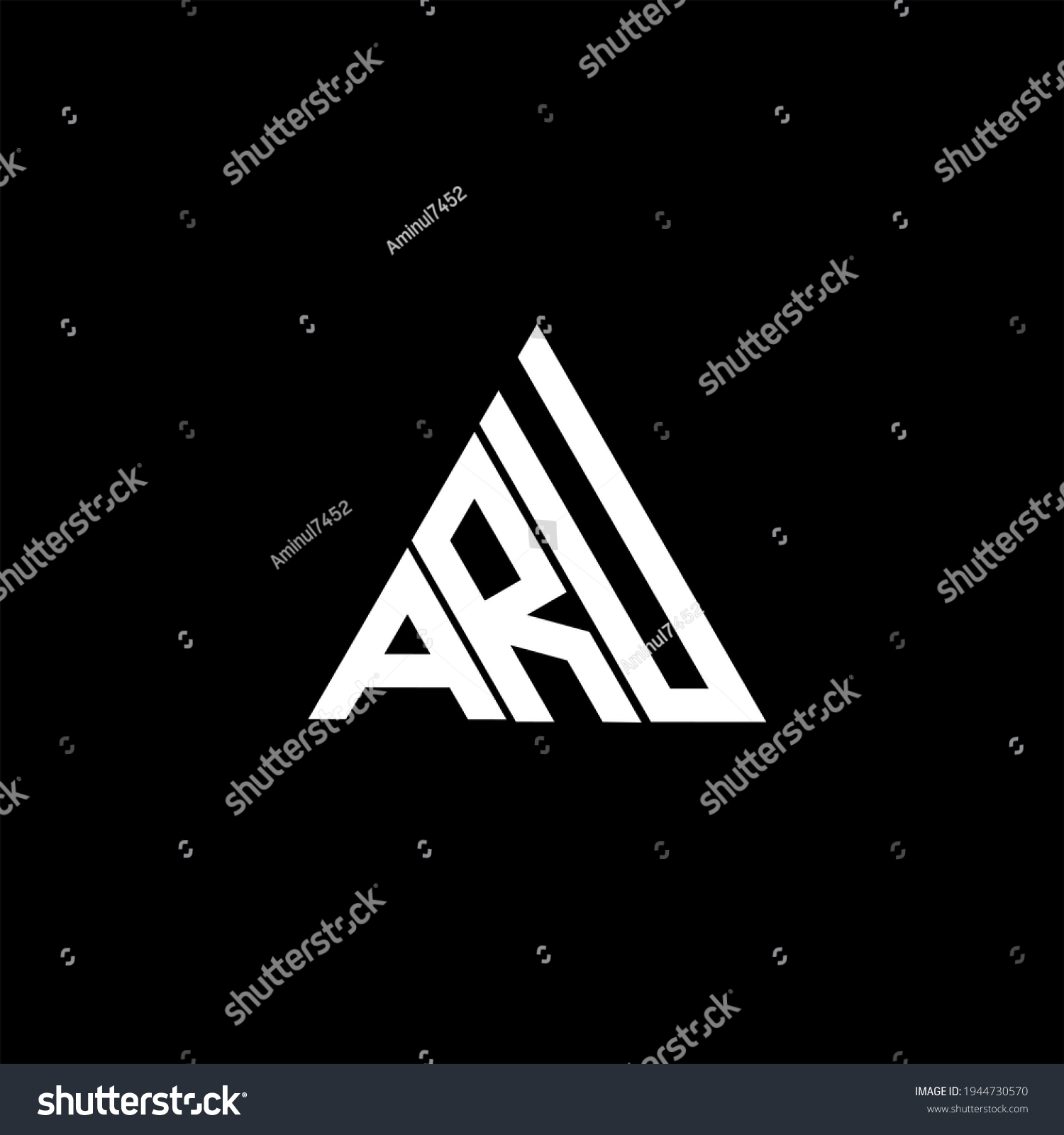 SVG of A R U letter logo creative design on black color background. ARU icon svg