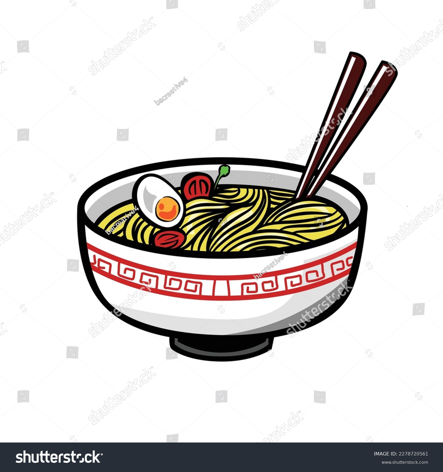 SVG of A Ramen Noodle with Egg and Chopstick svg