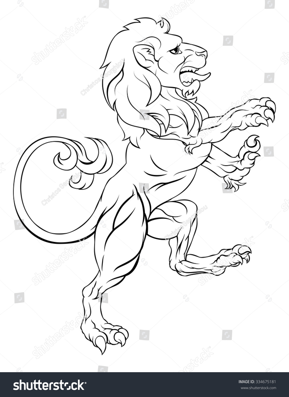 Rampant Lion Like Those On Crest Stock Vector 334675181 - Shutterstock