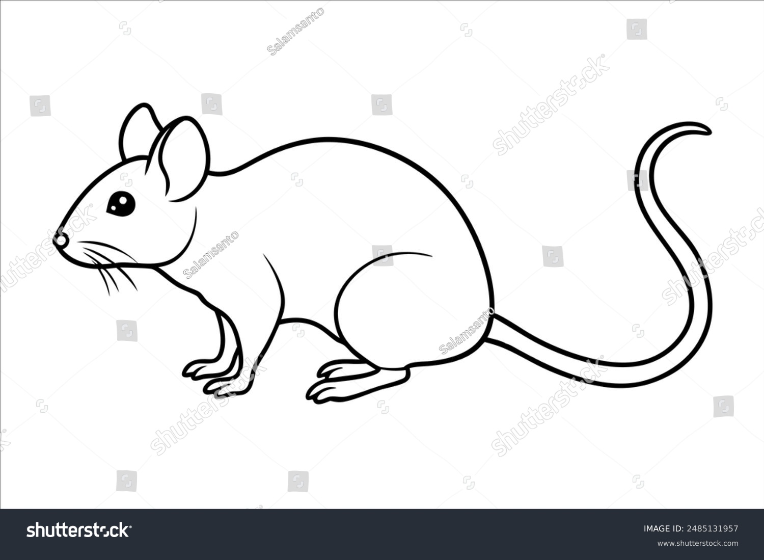 black and white mouse drawing clip art preview