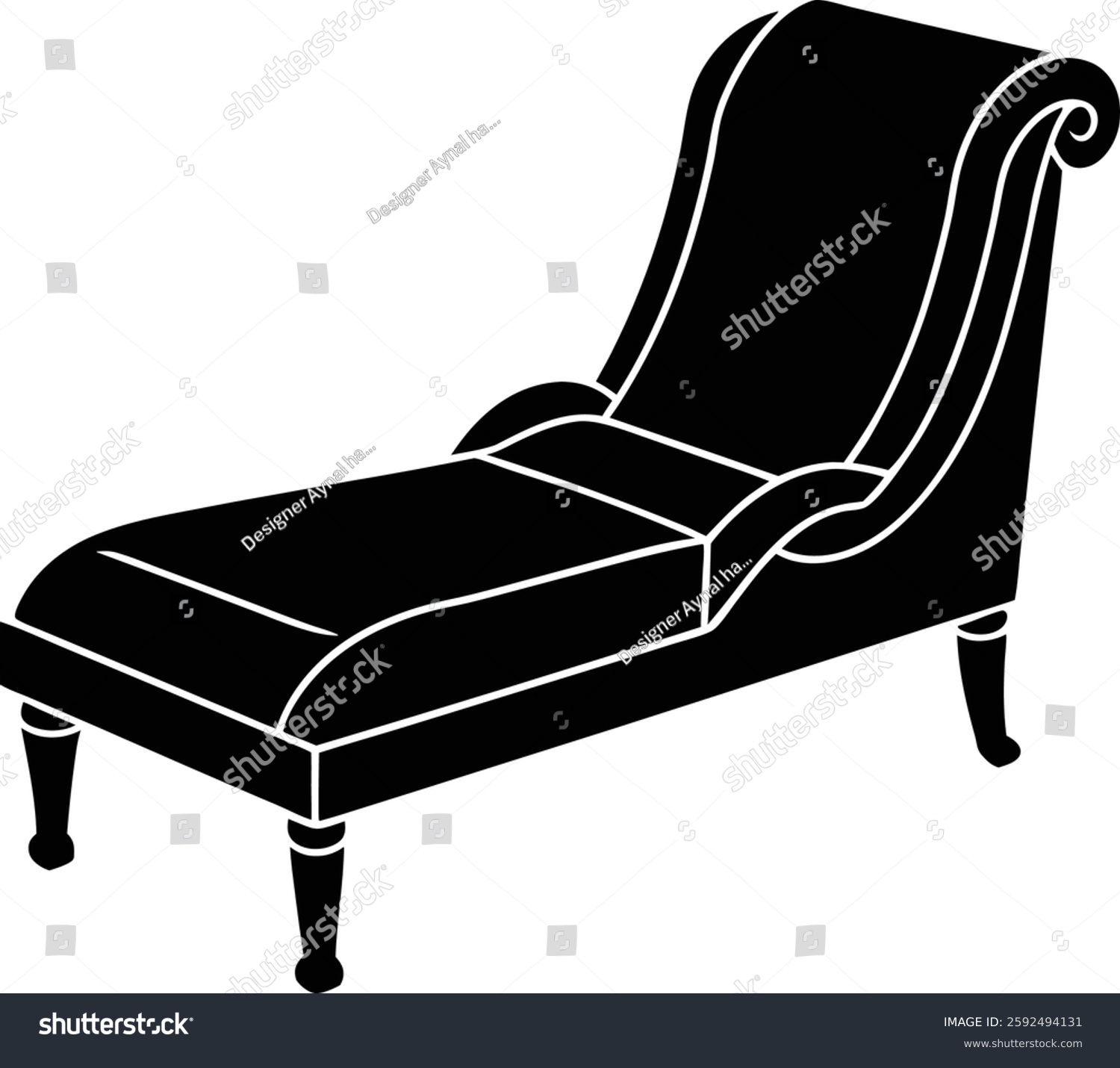 recommend clip art: A recliner bed silhouette vector illustration depicting a comfortable, adjustable bed with a reclining feature. Ideal for showcasing relaxation, furniture design, 