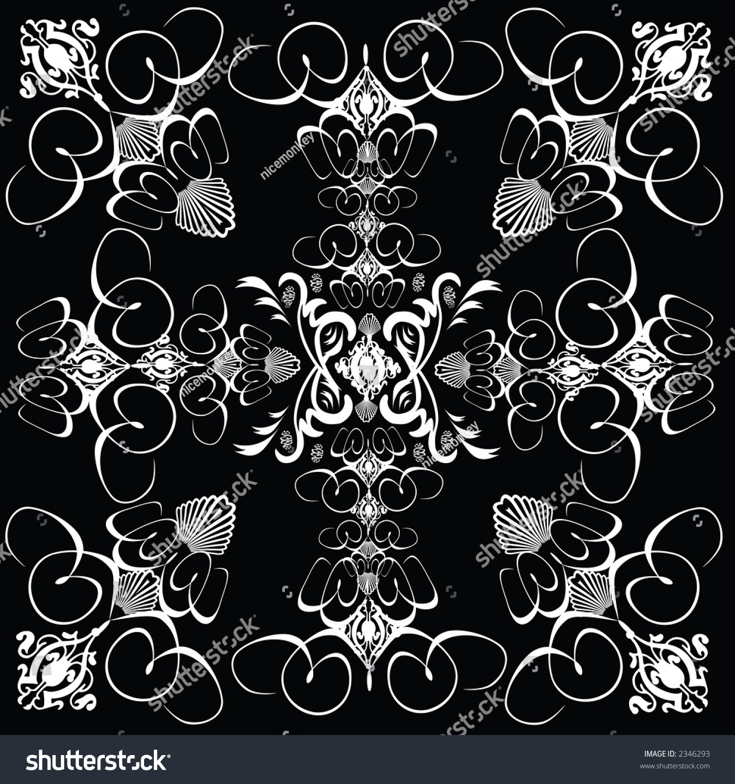 A Repeat Gothic Tile Design In Black And White Stock Vector ...