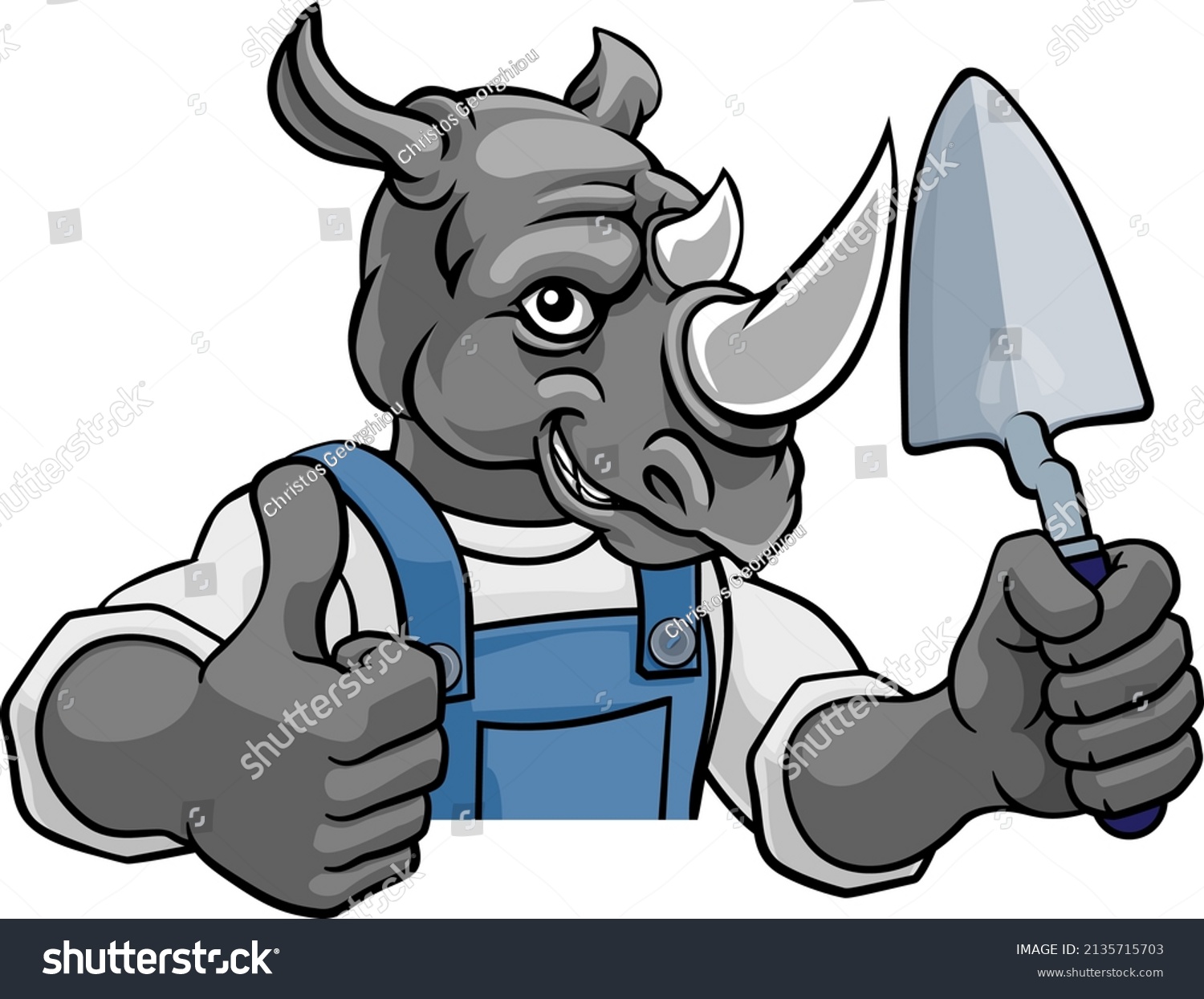 Rhino Bricklayer Builder Construction Worker Mascot Stock Vector ...