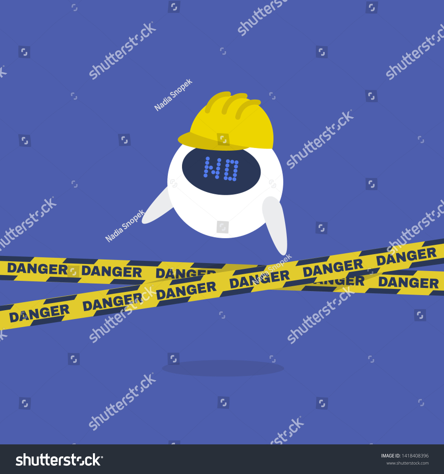 Robot Engineer Wearing Hard Hat Caution Stock Vector (Royalty Free ...