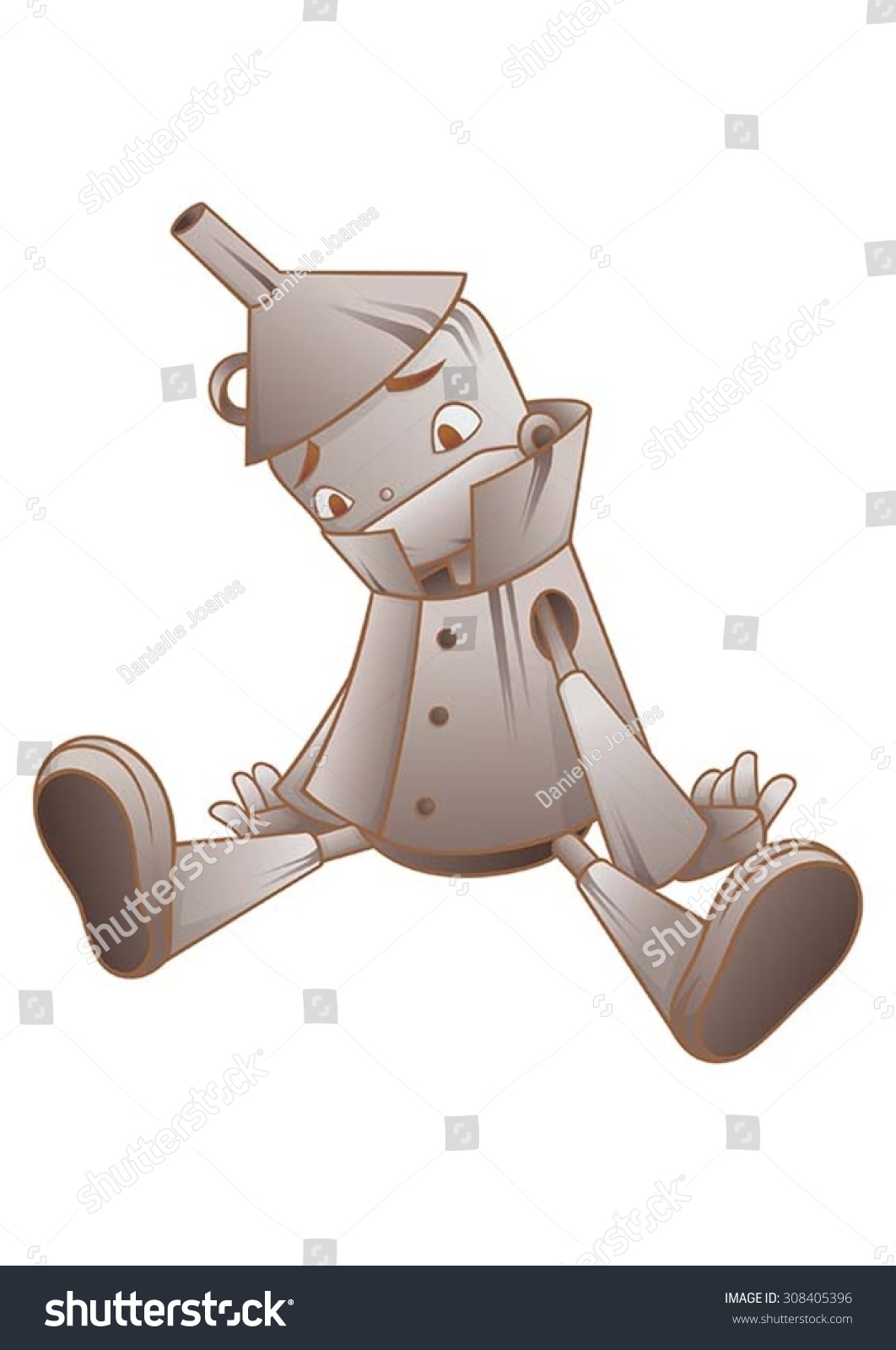 Rusty Tin Man Sad Stock Vector (Royalty Free) 308405396
