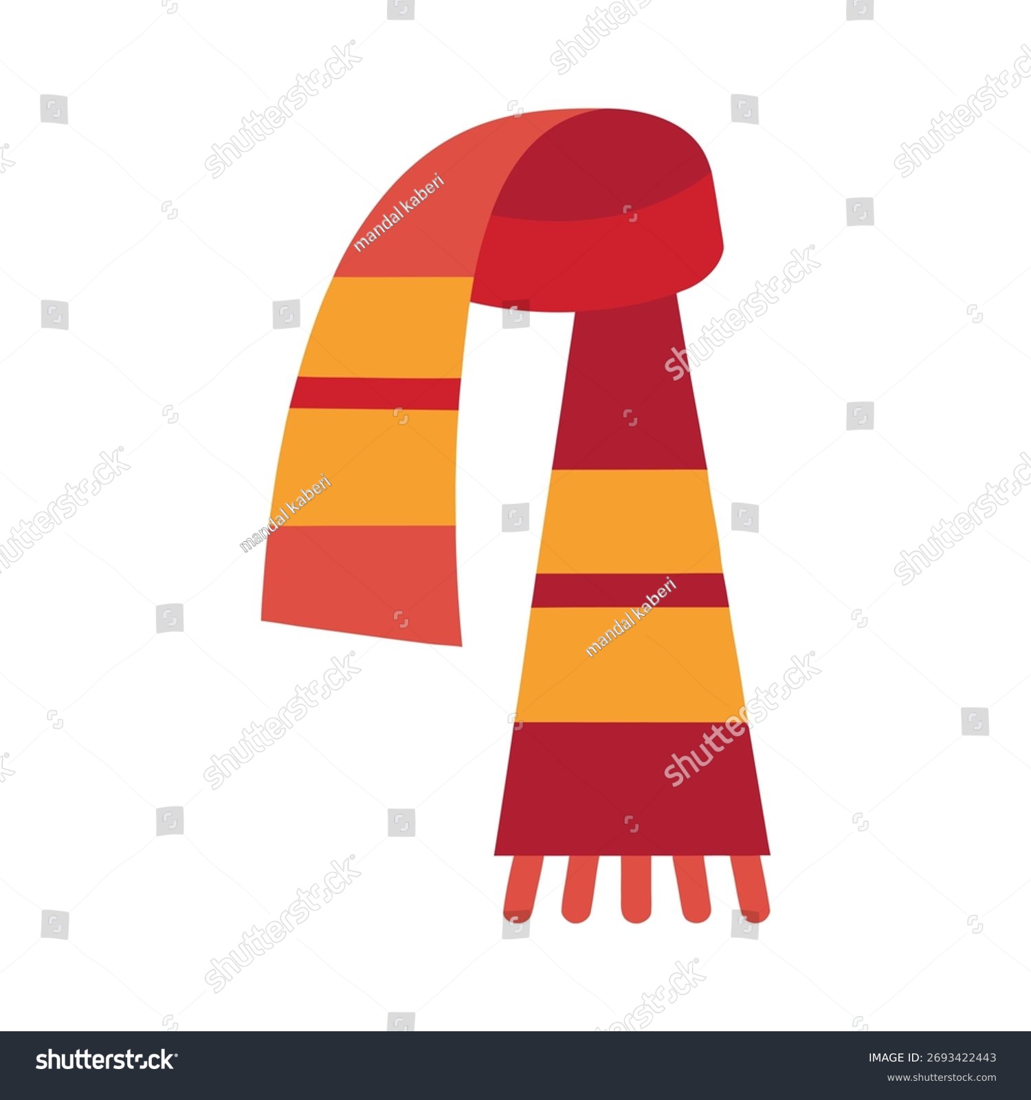 red and yellow scarf, flat design, winter wear clip art preview