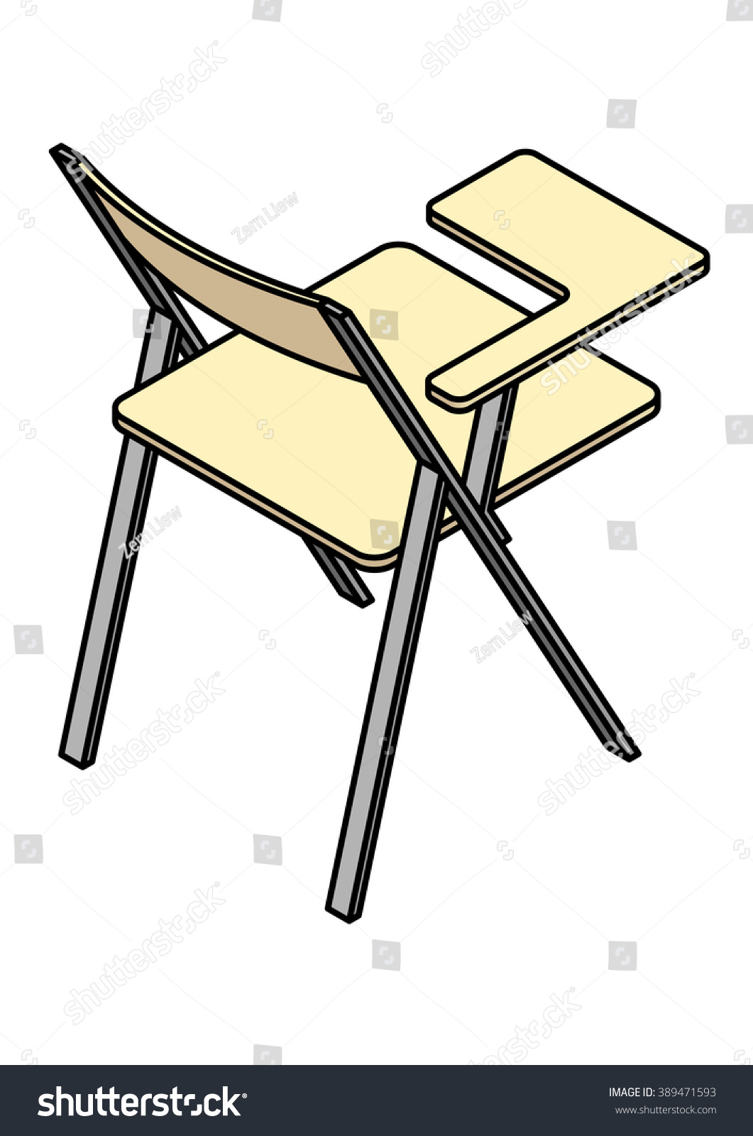 School Folding Chair Armrest Tabledesk Stock Vector Royalty Free