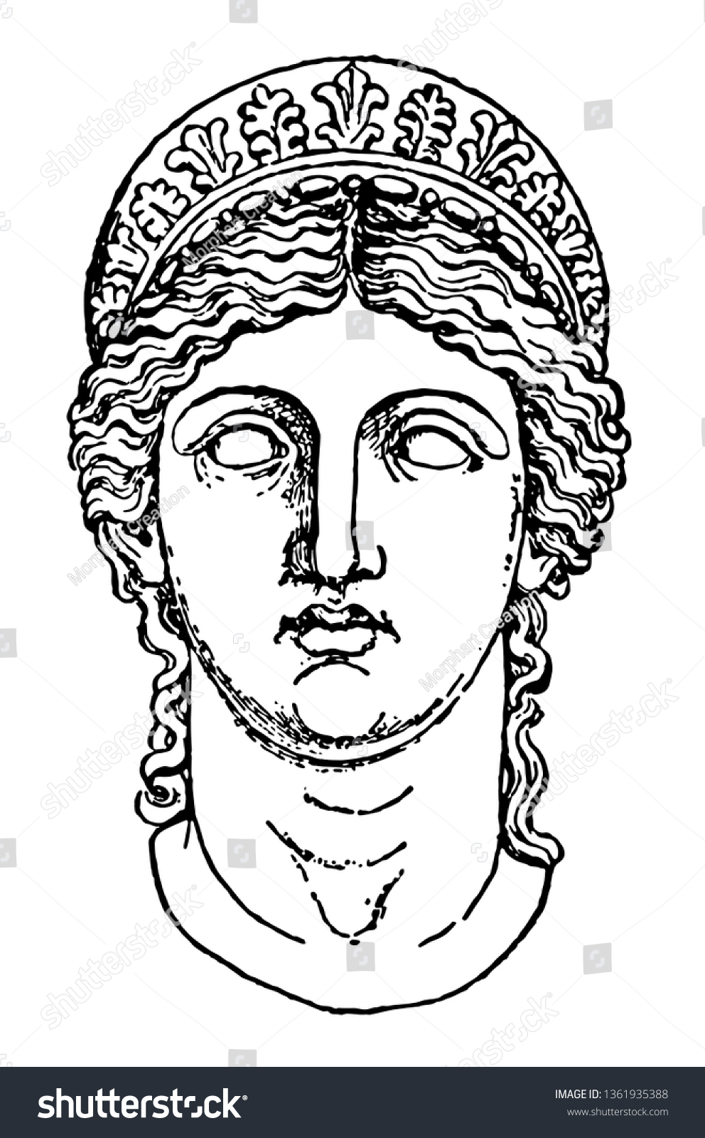 Sculpture Female Grecian Vintage Line Drawing Stock Vector (royalty 