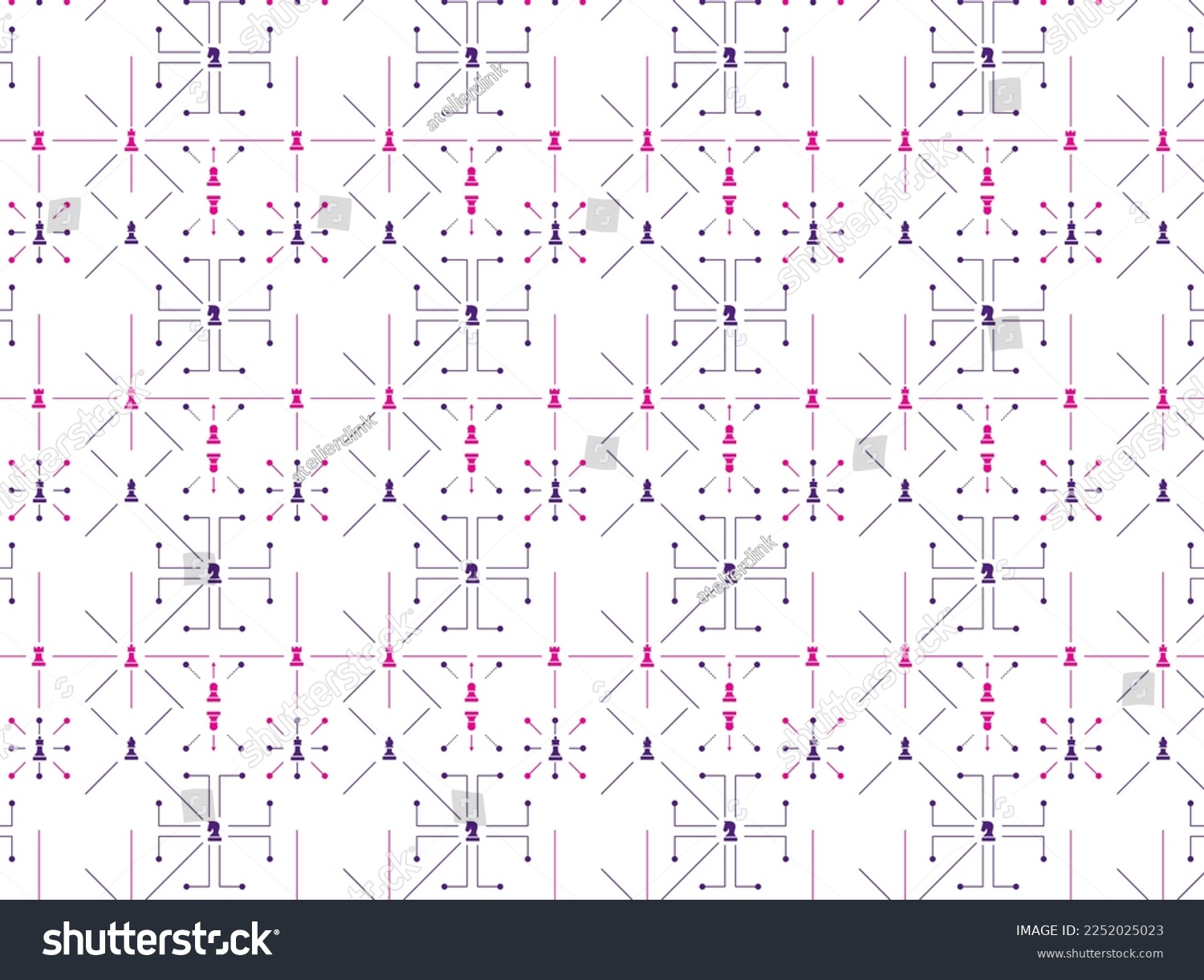 SVG of A seamless pattern, texture from chess pieces and chess moves ideal for fabric, textile and paper targeting chess lovers of all ages. Chess circuits - symbolizing movement, outreach, and limitations.  svg