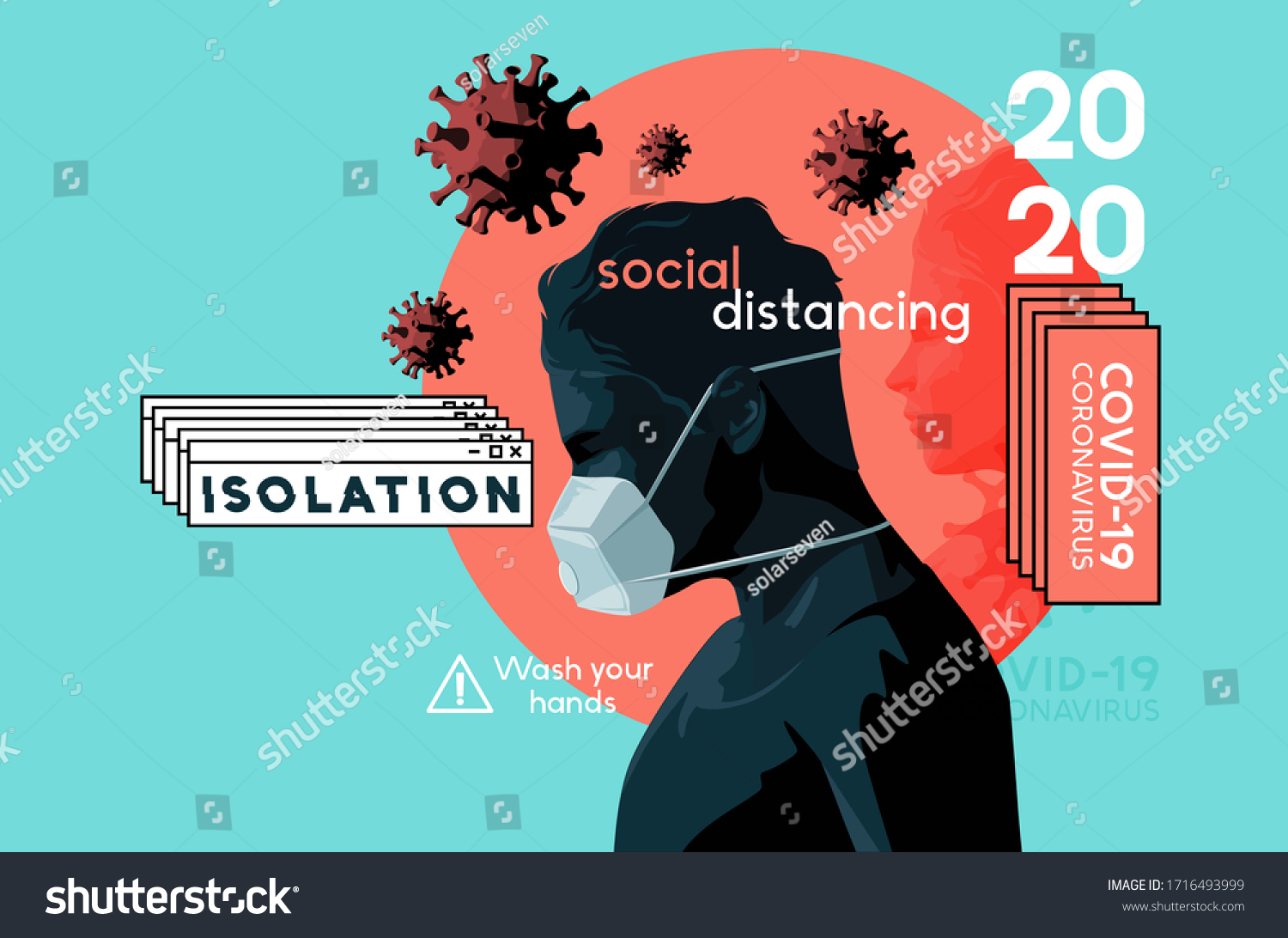 SVG of A self isolating man wearing a face mask in the Covid-19 crisis. Mental health, stress and anxiety caused by the outbreak of coronavirus. Vector illustration. svg