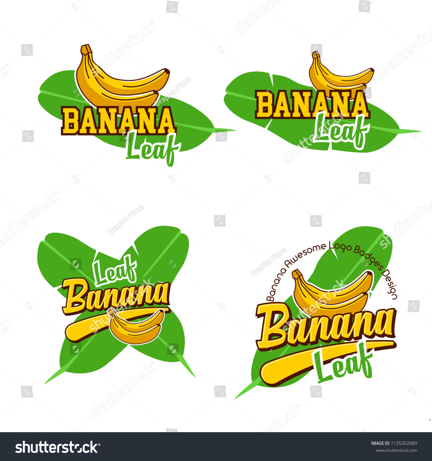 Set Banana Logo Badge Stock Vector (Royalty Free) 1135302689 | Shutterstock