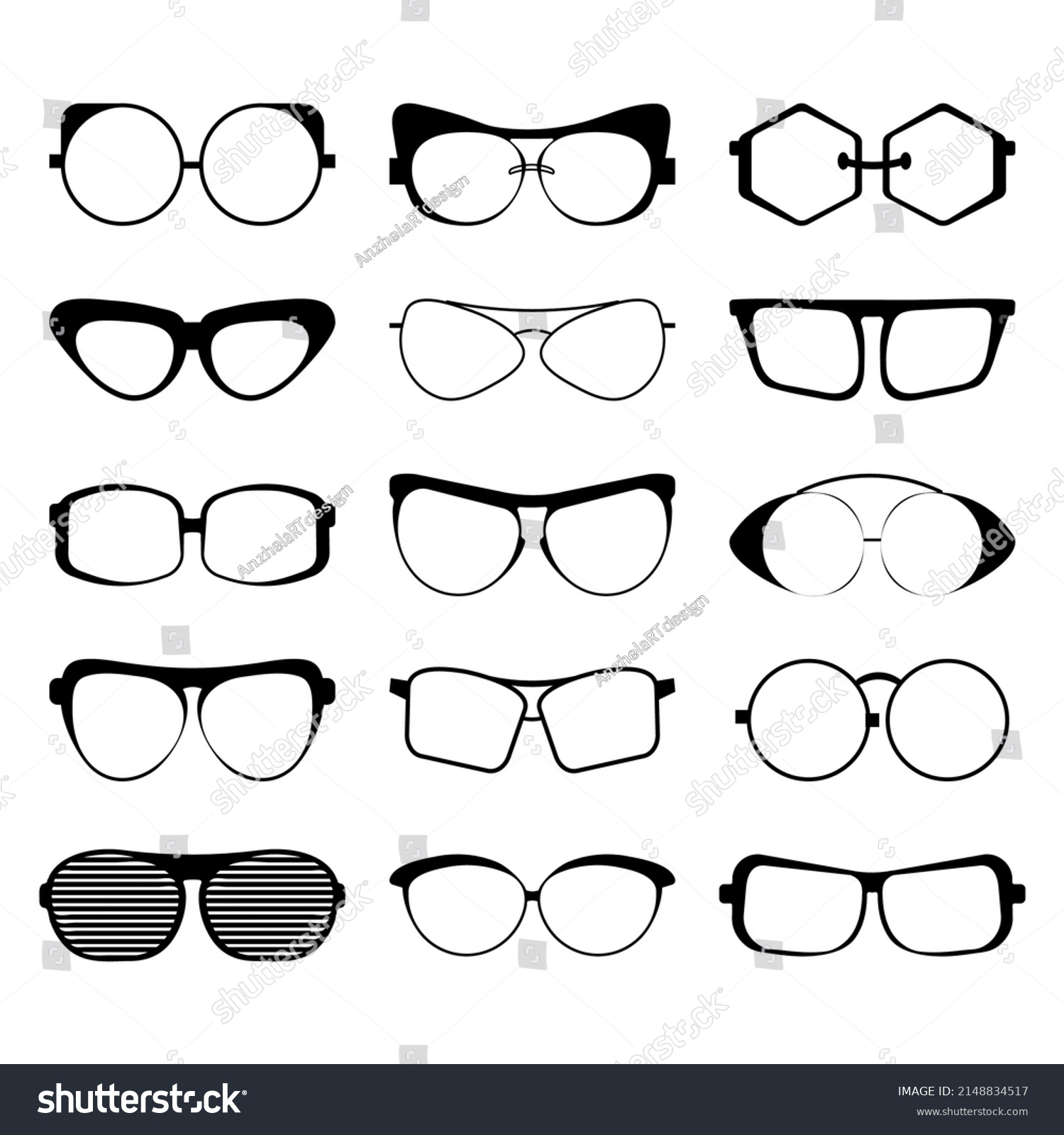 Set Collection Various Models Eyeglasses Vector Stock Vector (royalty 