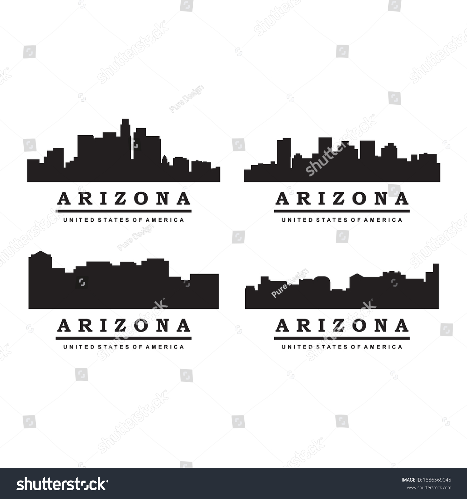 Set Arizona Skyline Silhouette Vectors Stock Vector (Royalty Free ...