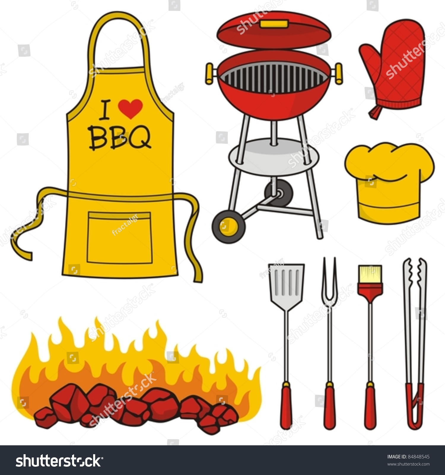 A Set Of Barbecue Icons Isolated On White Background. Stock Vector ...