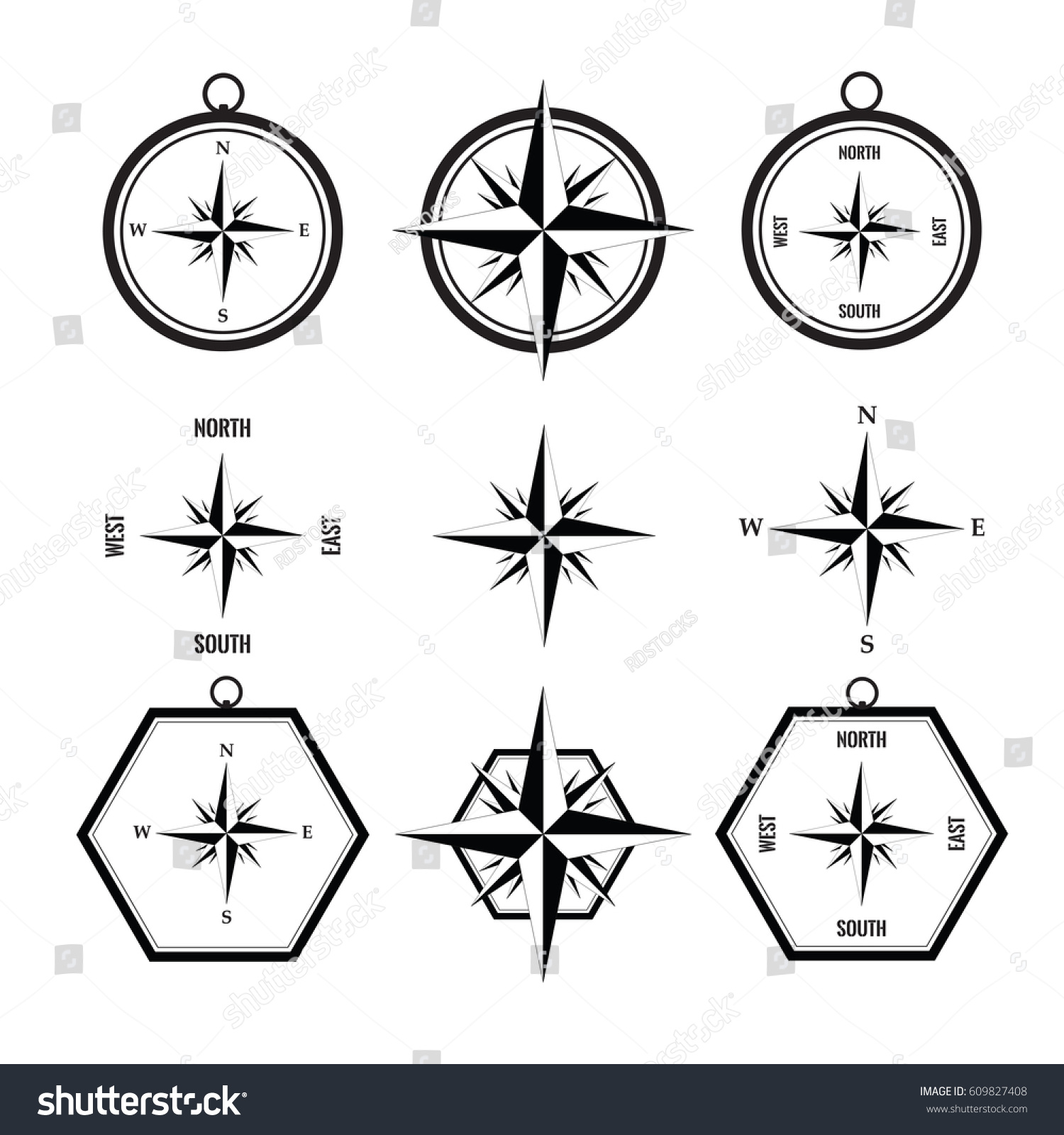 Compass Clipart Set Of Black And White Compasses In Eps Vector My XXX Hot Girl