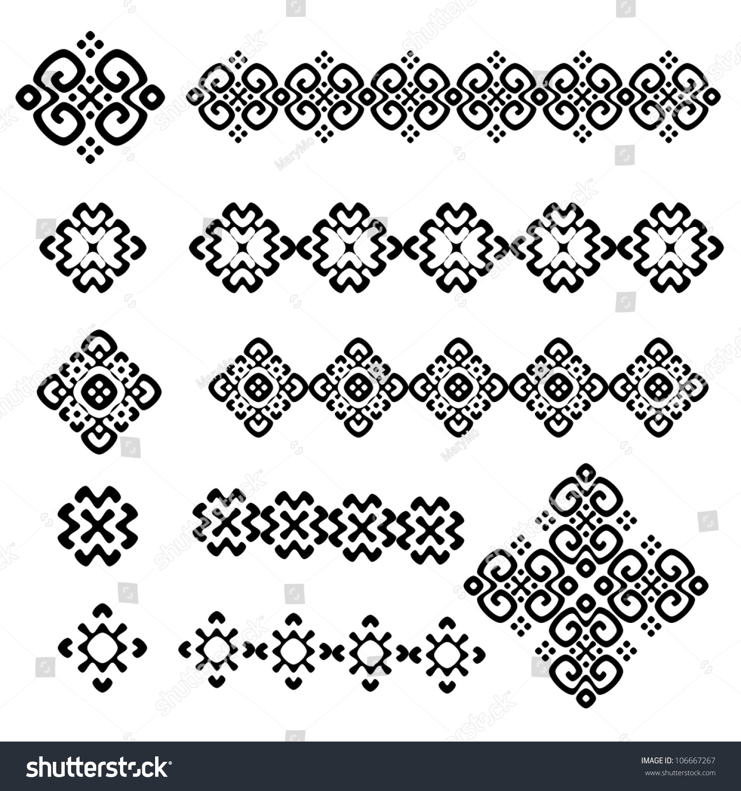 A Set Of Black And White Geometric Designs 11. Vector Illustration ...