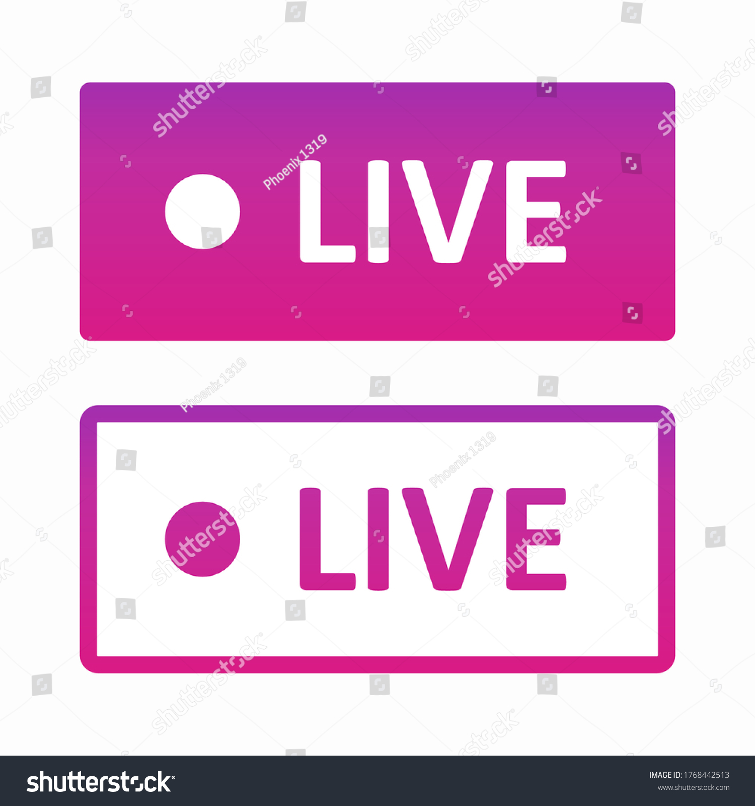 Set Bright Colorful Live Buttons Isolated Stock Vector (Royalty Free ...