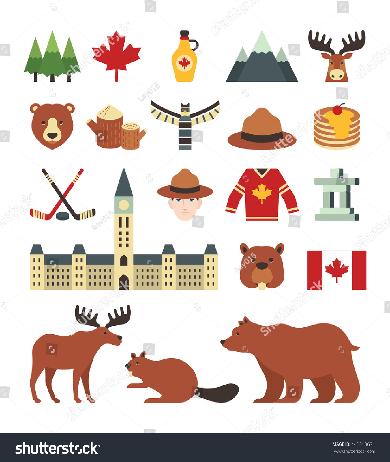 Set Canada Icons Stock Vector (Royalty Free) 442313671