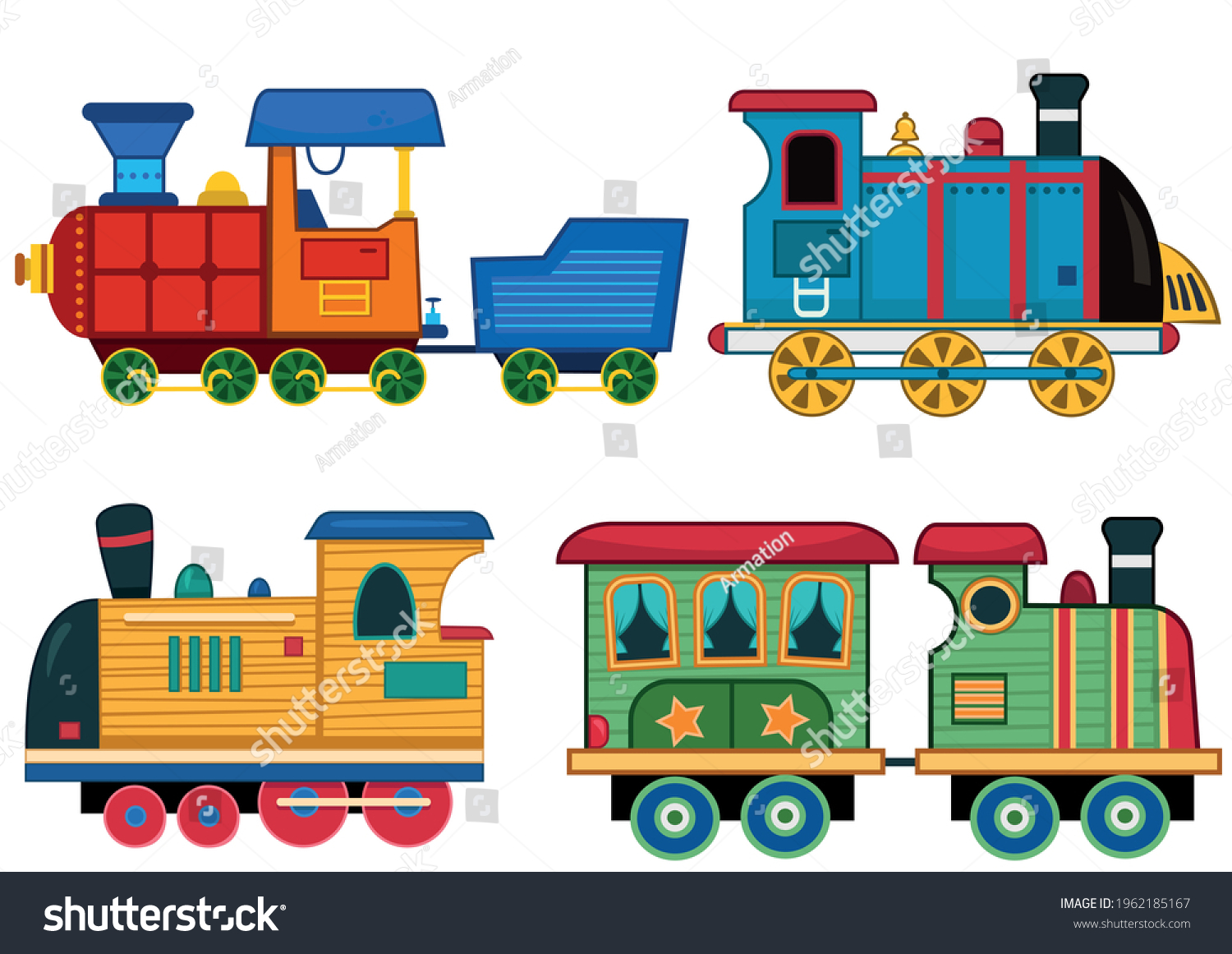 Set Cartoon Train Vector Illustrations Stock Vector (Royalty Free ...