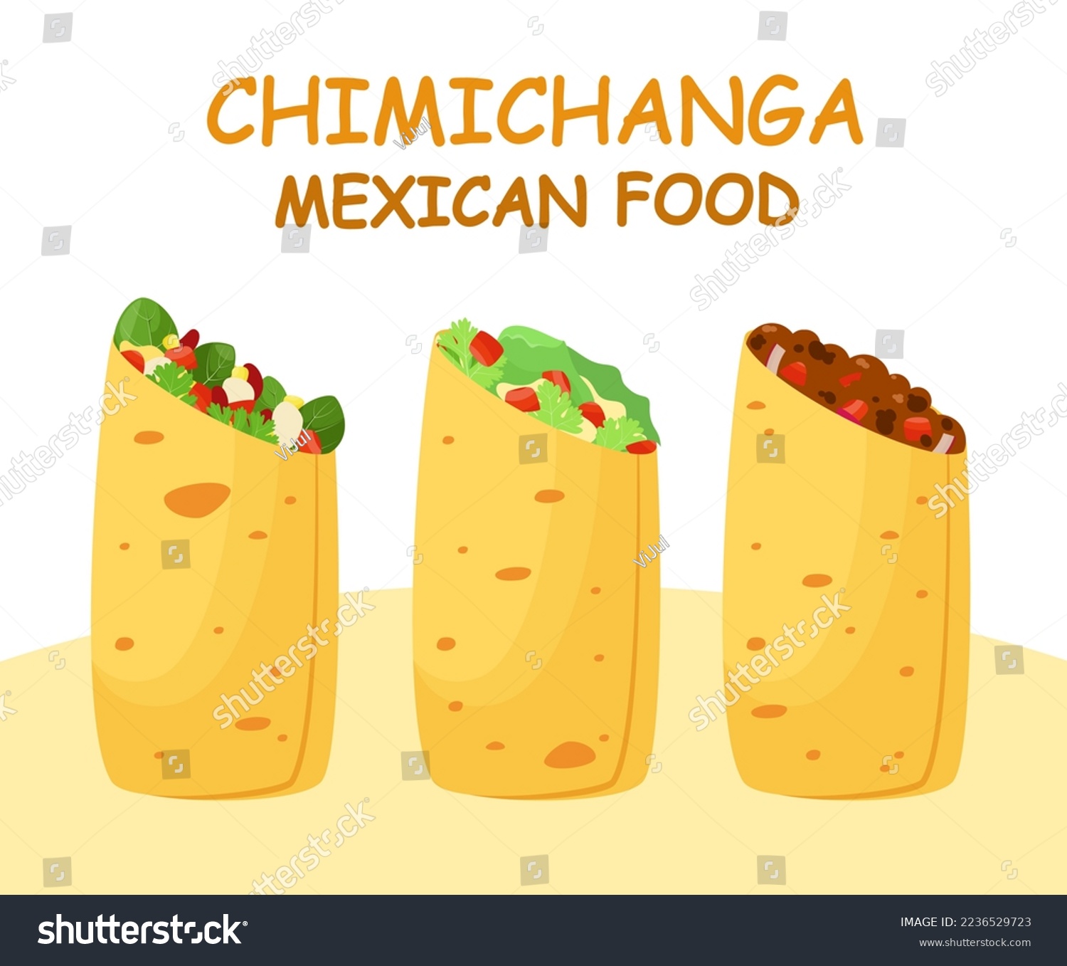 SVG of A set of chimichanga. Mexican cuisine. Fast food.
 svg
