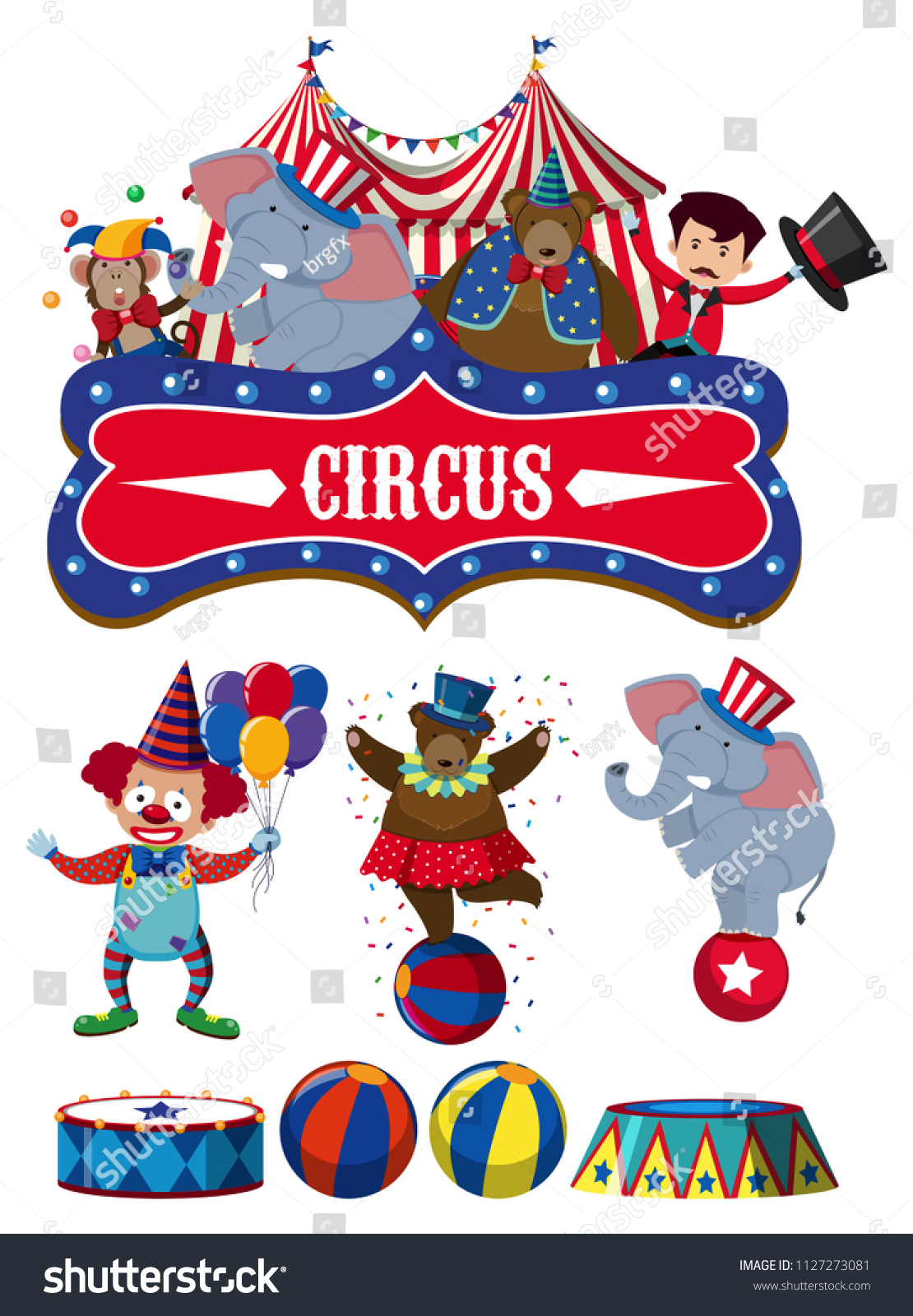 Set Circus Element Illustration Stock Vector (Royalty Free) 1127273081 ...