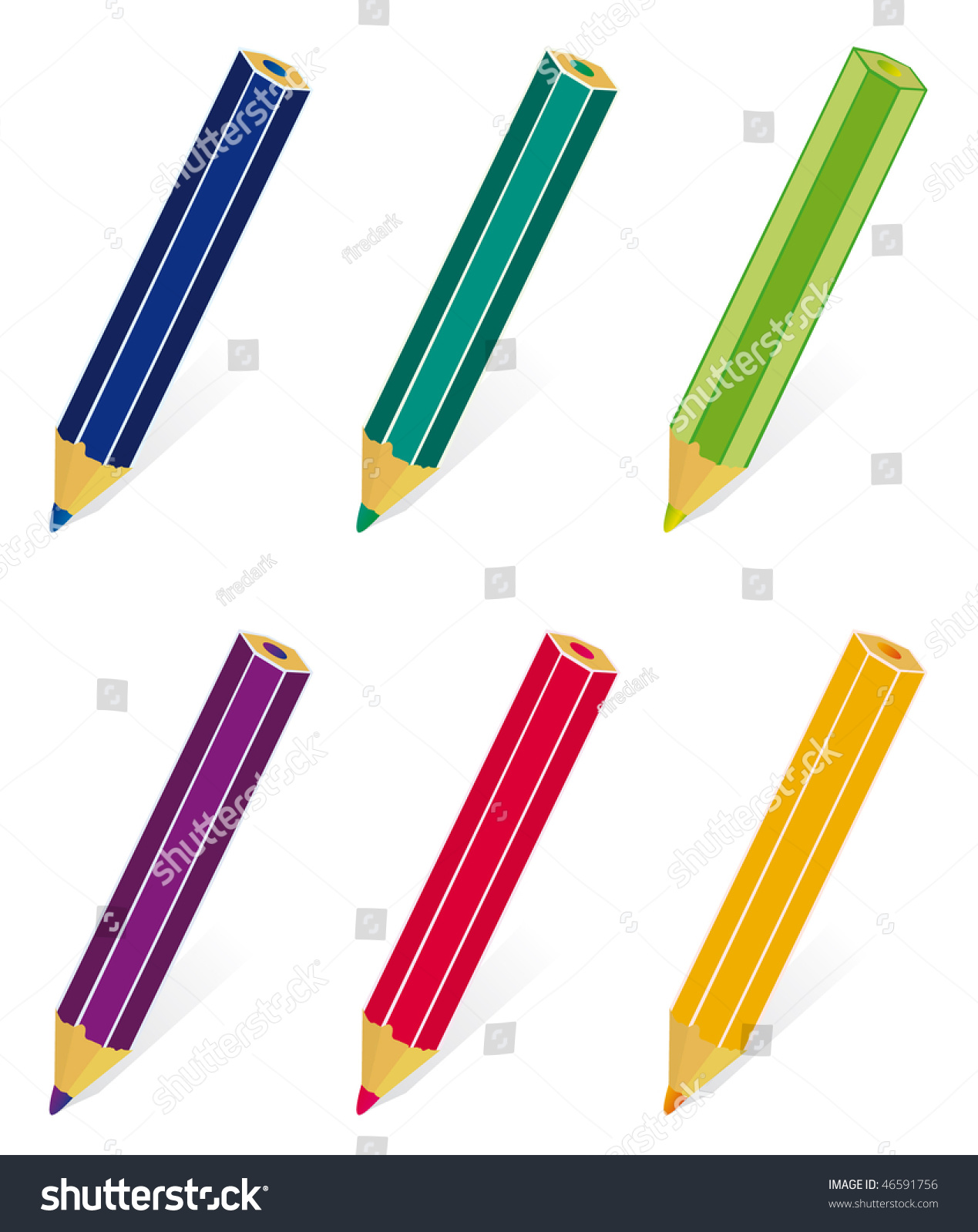 Set Colored Pencils Vector Illustration Stock Vector Royalty Free