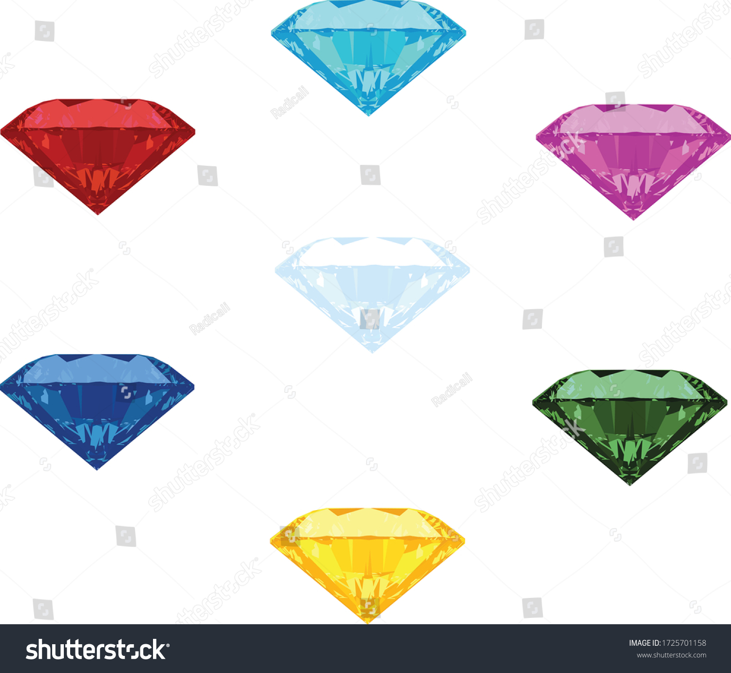 Set Cutdiamond Shaped Gems Based On Stock Vector Royalty Free