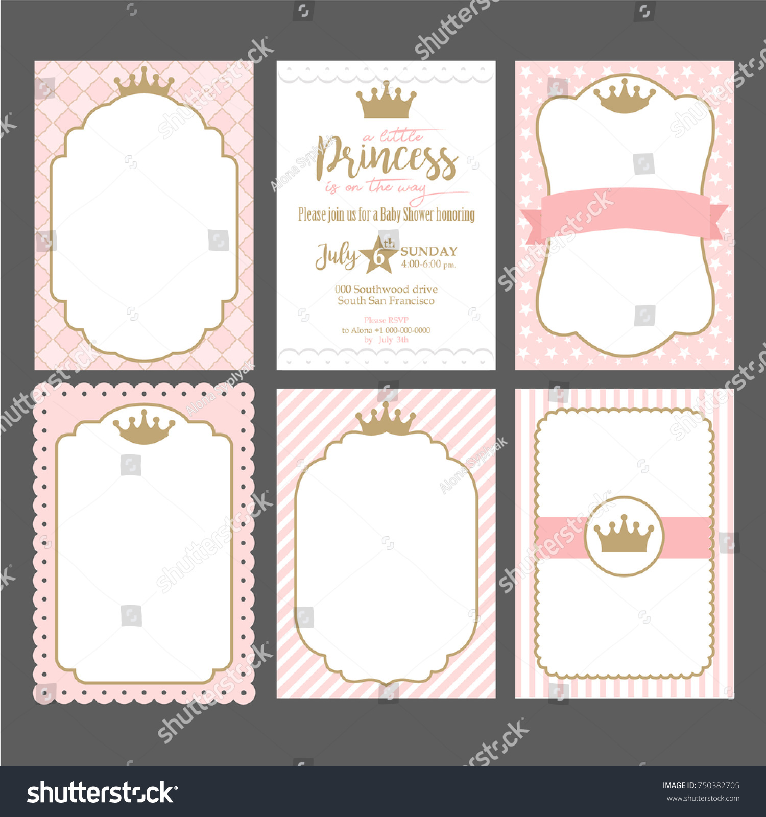 set cute pink templates invitations vintage のベクター画像素材