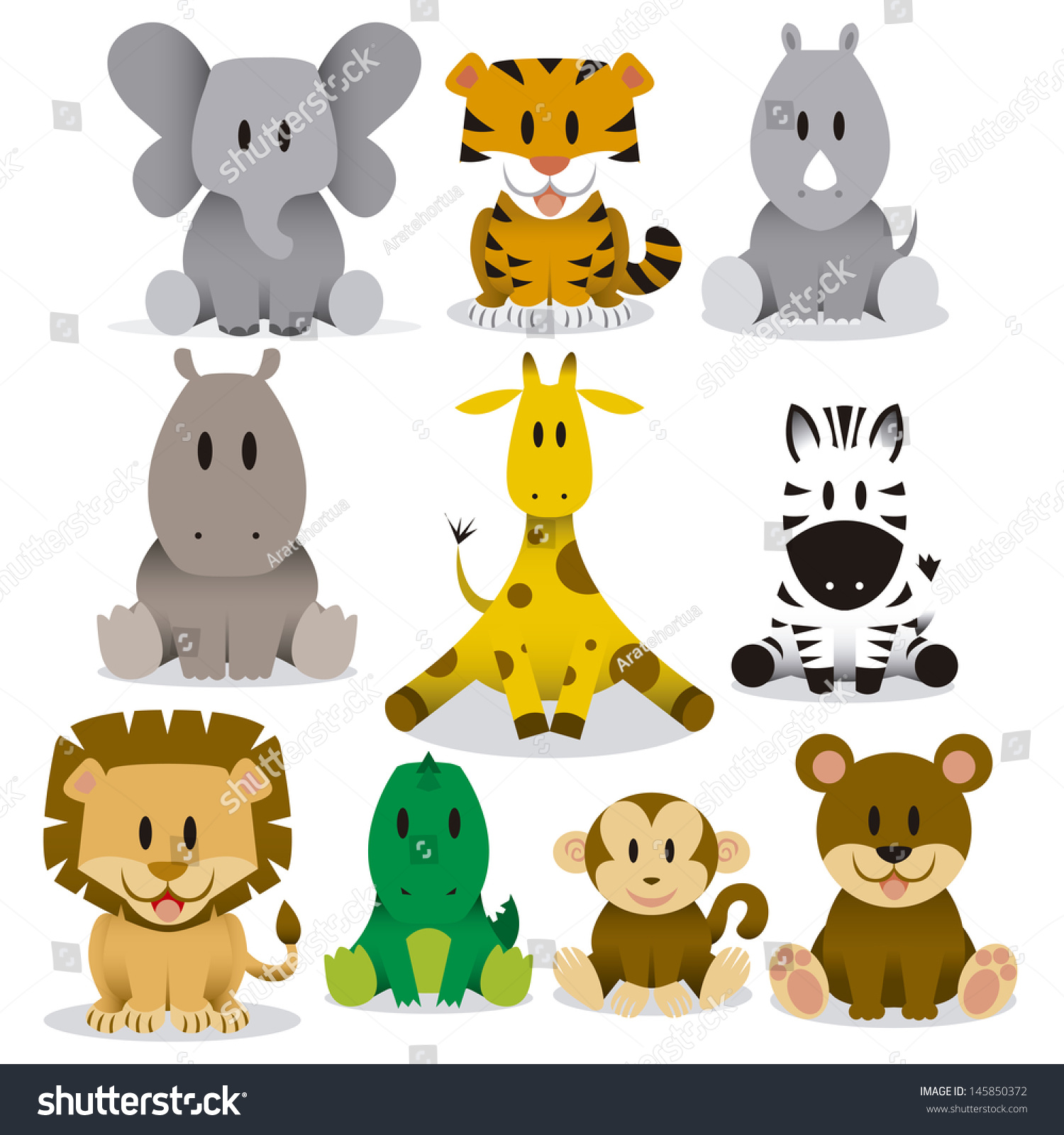 A Set Of Cute Vector Wild Animals - 145850372 : Shutterstock