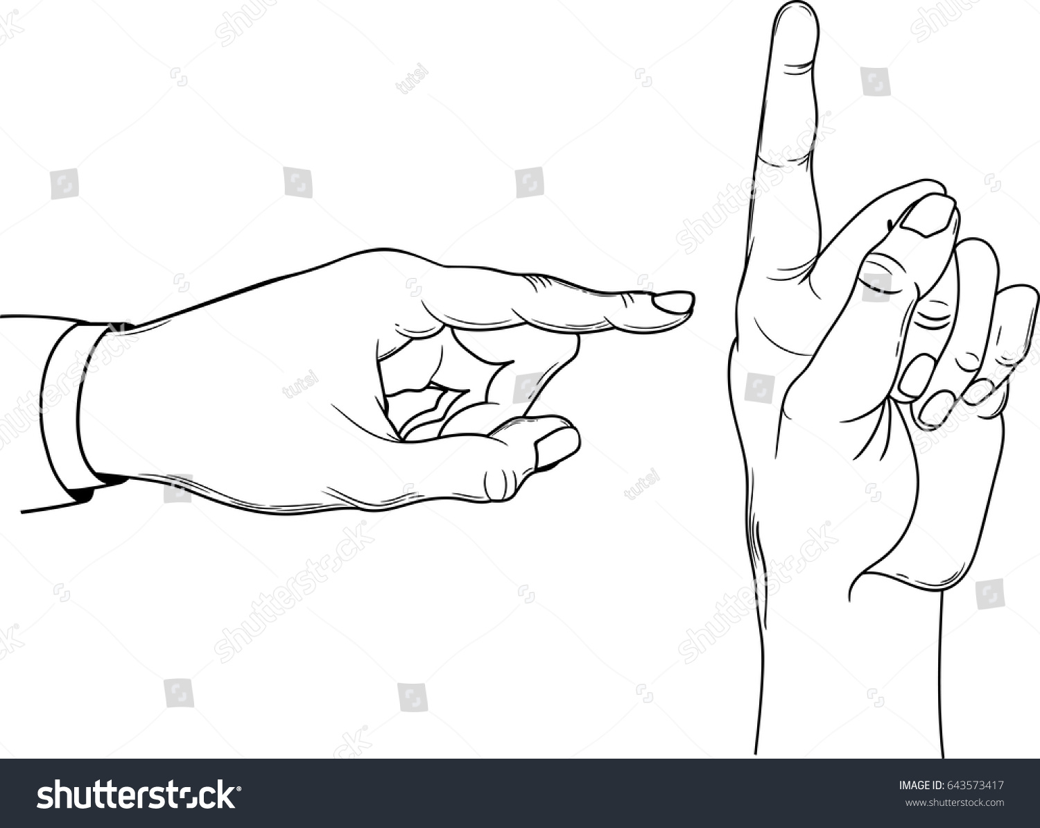 Set Different Poses Human Hands Black Stock Vector 643573417 - Shutterstock