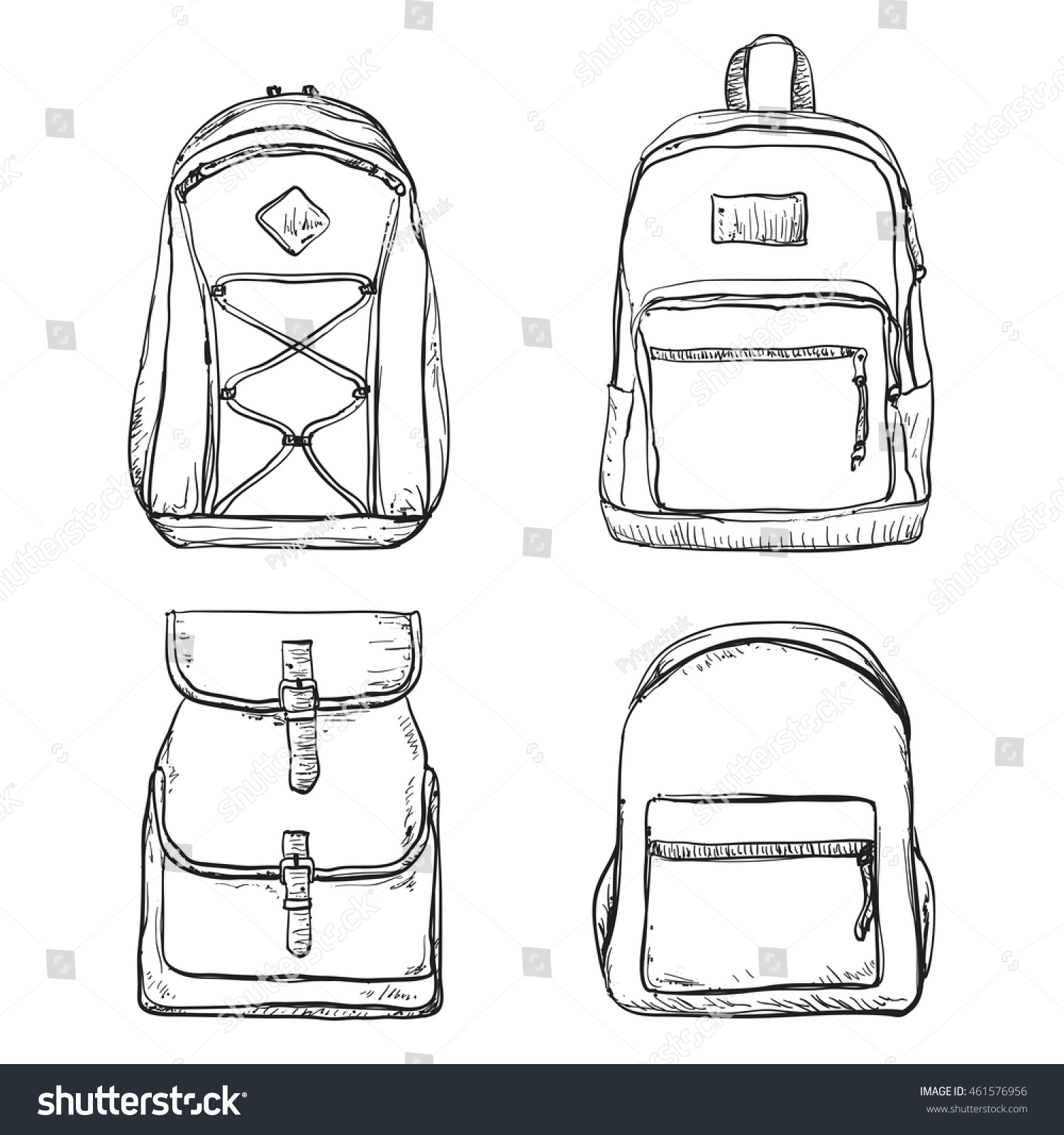 Set Different Types Backpacks Bag Travel Stock Vector (Royalty Free ...