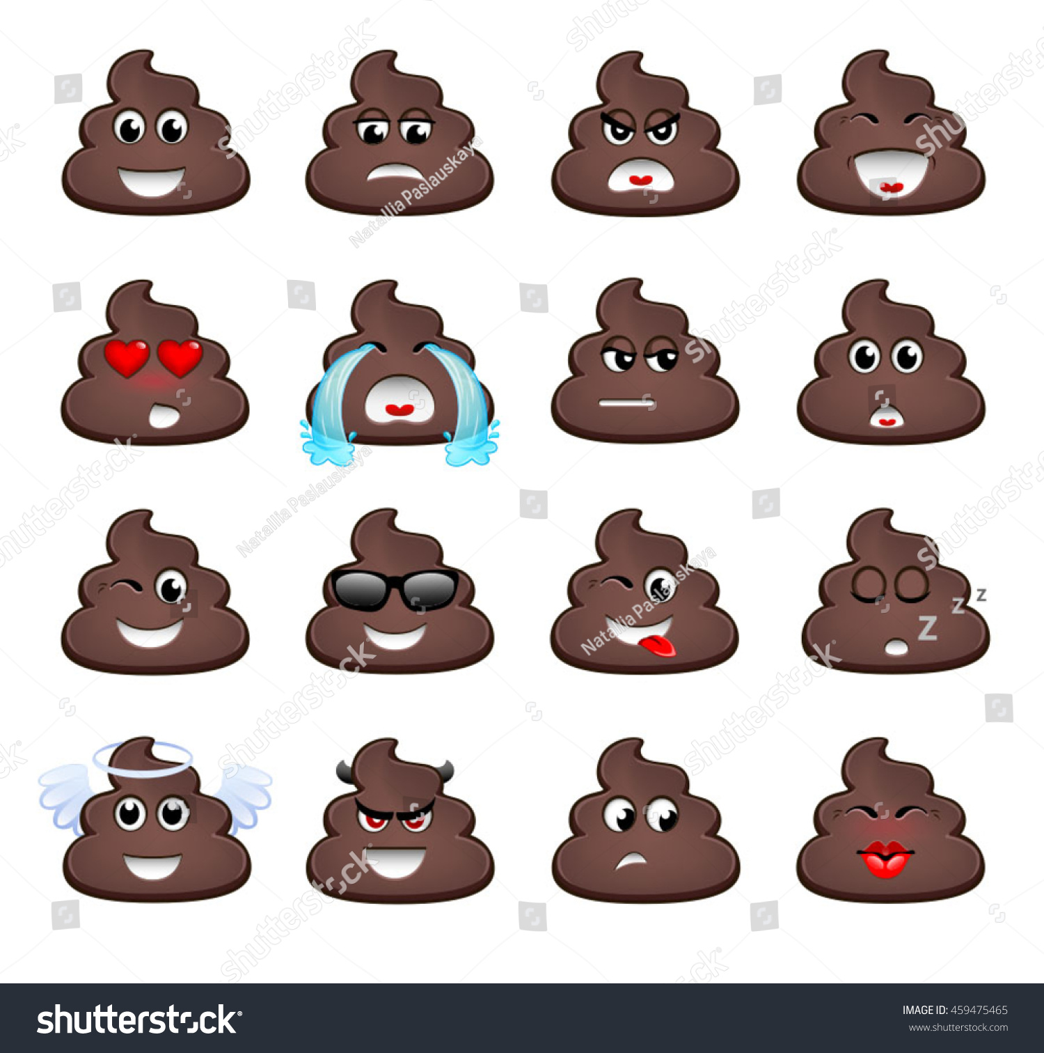 Set Emoticons Piece Shit Isolated Vector Stock Vector (Royalty Free ...