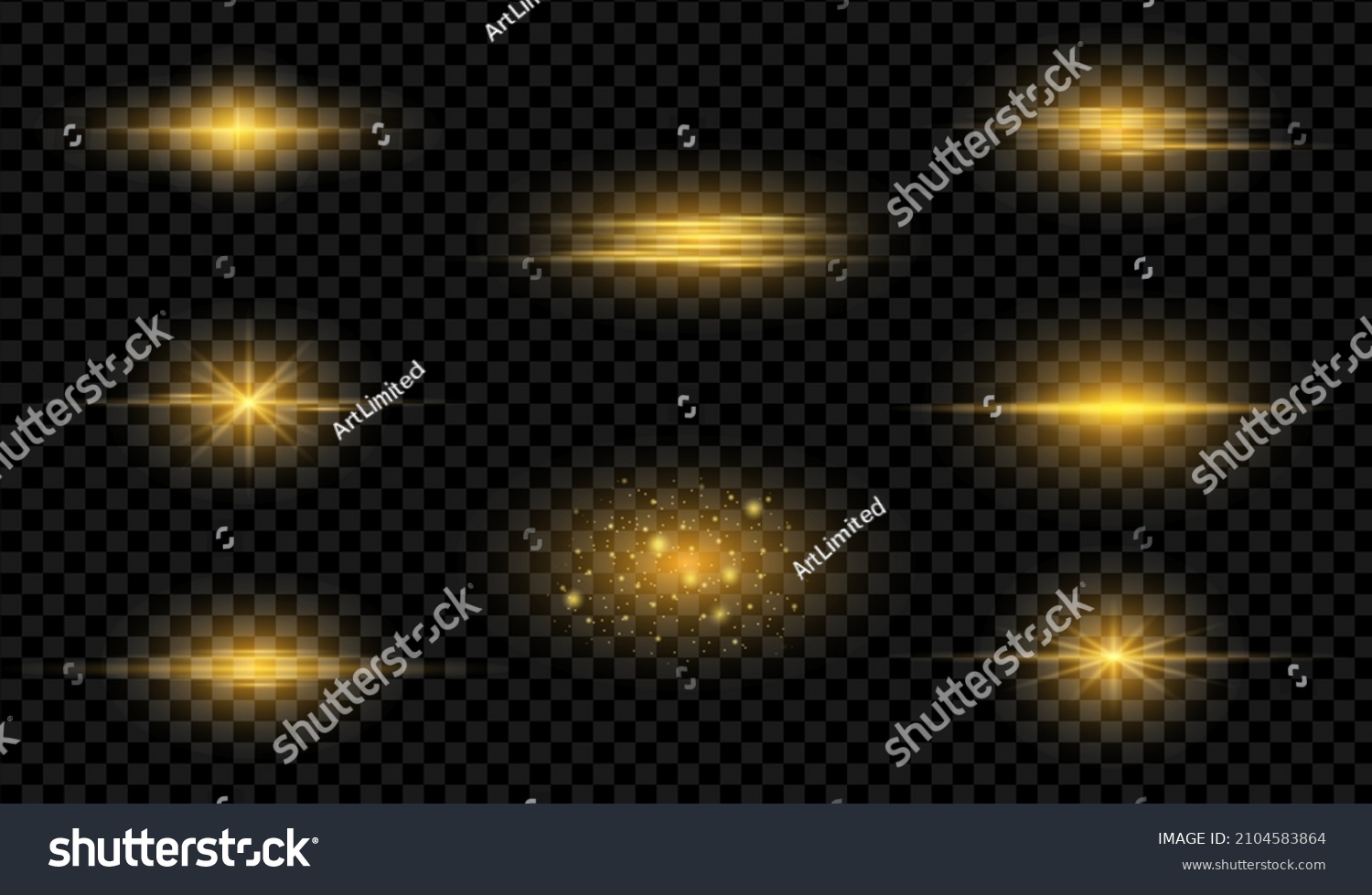 Set Flashes Lights Sparks Abstract Golden Stock Vector (Royalty Free ...