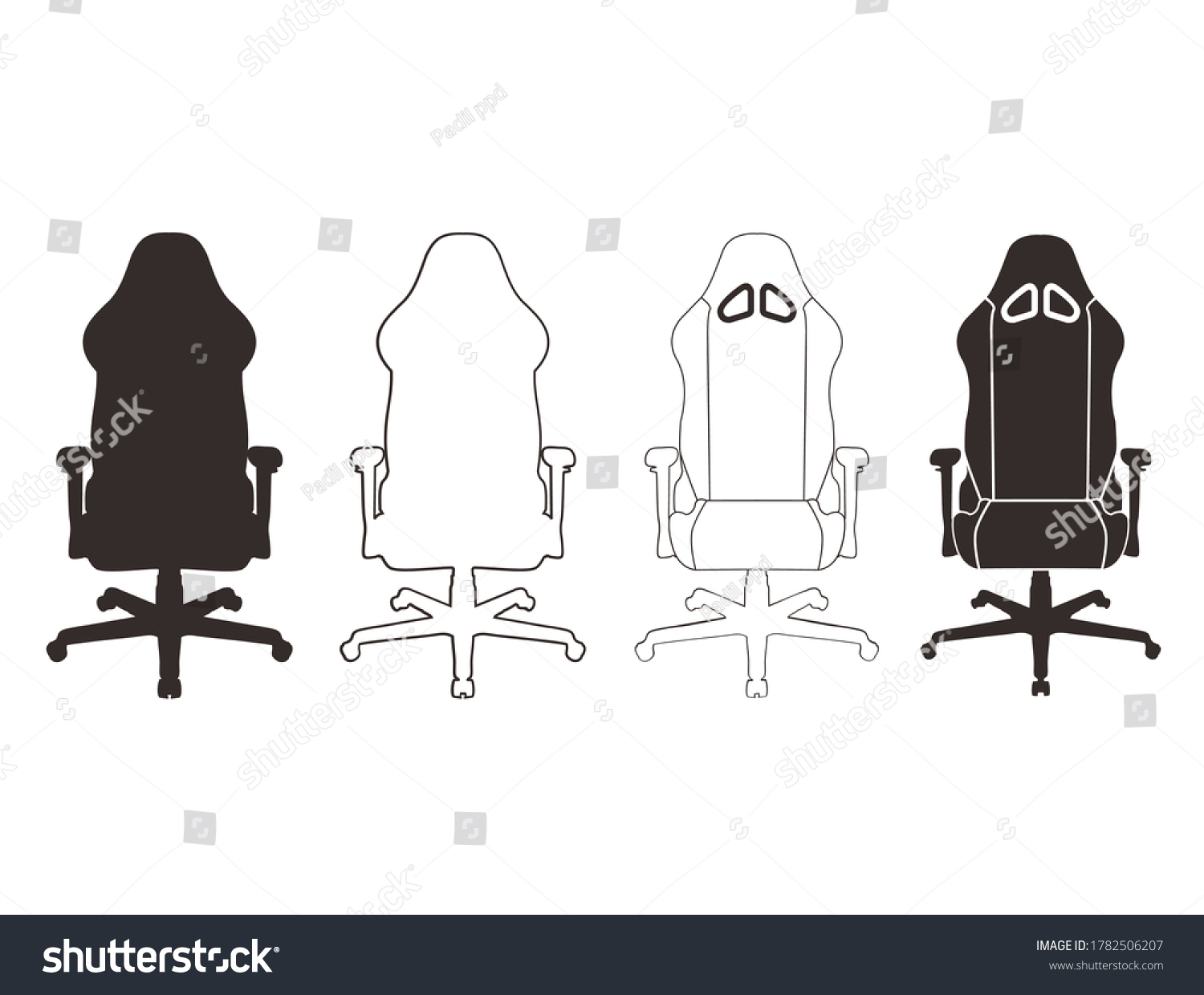 Set 4 Gaming Chair Vector Stock Vector (Royalty Free) 1782506207 ...