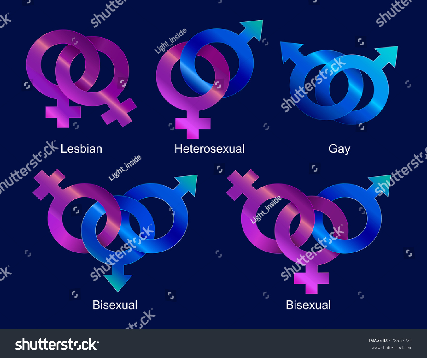 Set Gender Icons Describing Sexuality Stock Vector Royalty Free 428957221