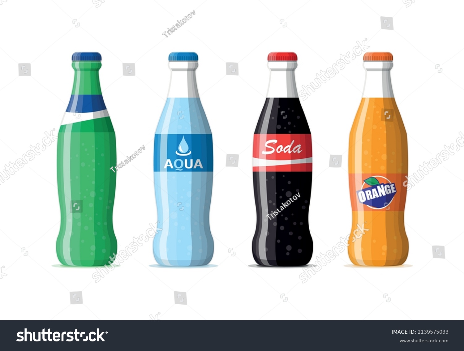 Set Glass Bottles Water Sweet Soda Stock Vector (Royalty Free ...