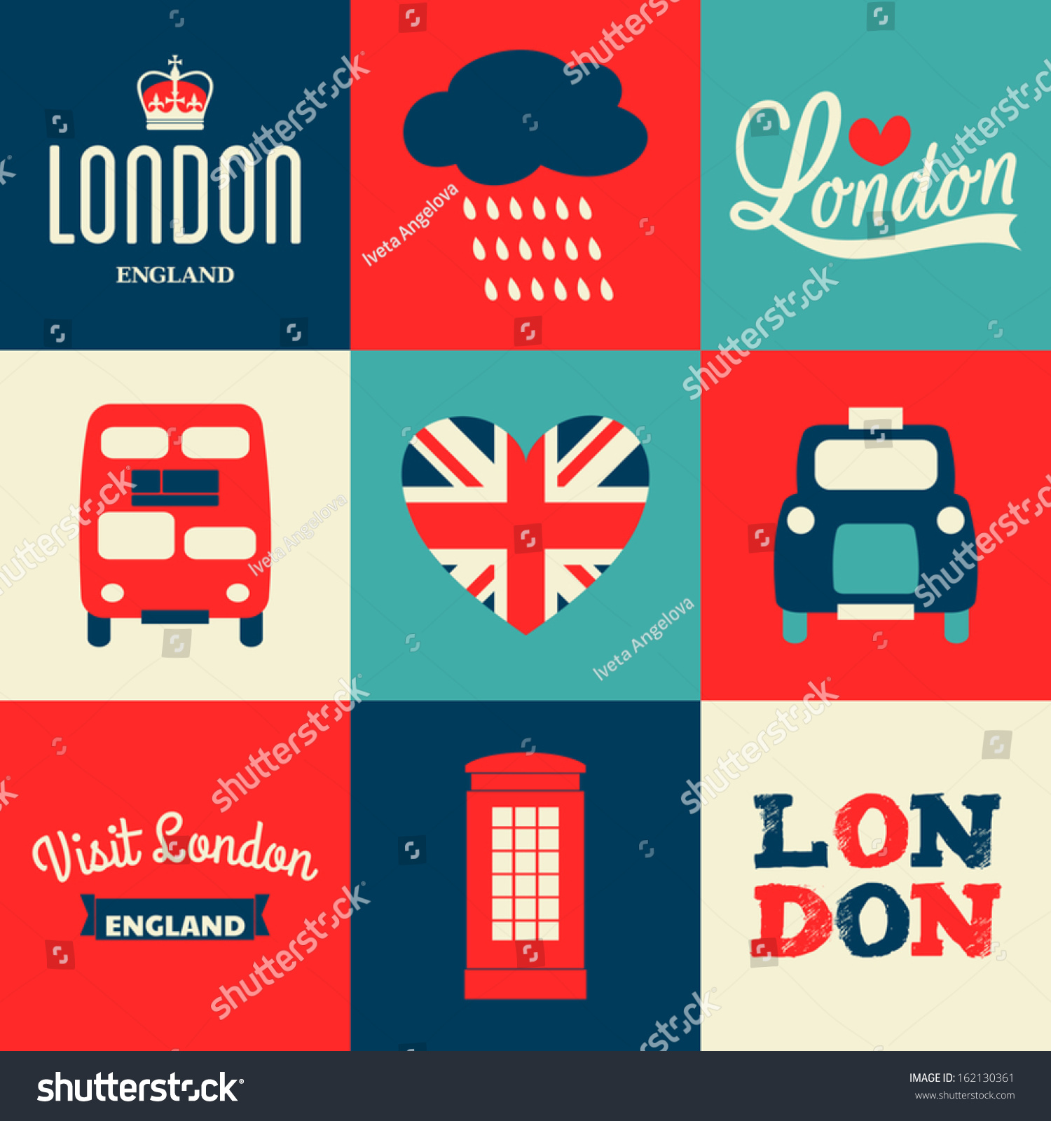 SVG of A set of greeting cards with London symbols. svg