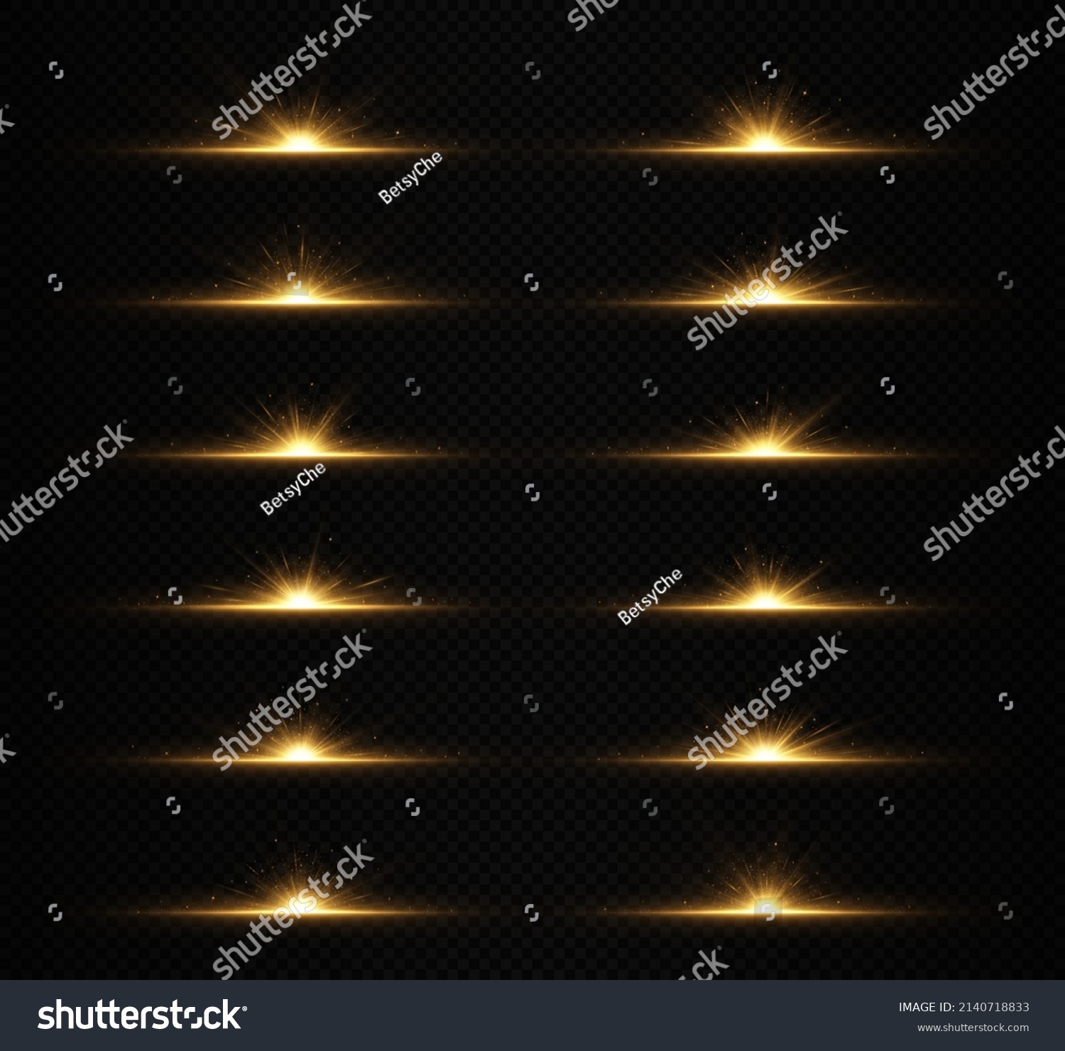 Set Horizontal Bursts Exploding Stars Bright Stock Vector (royalty Free 