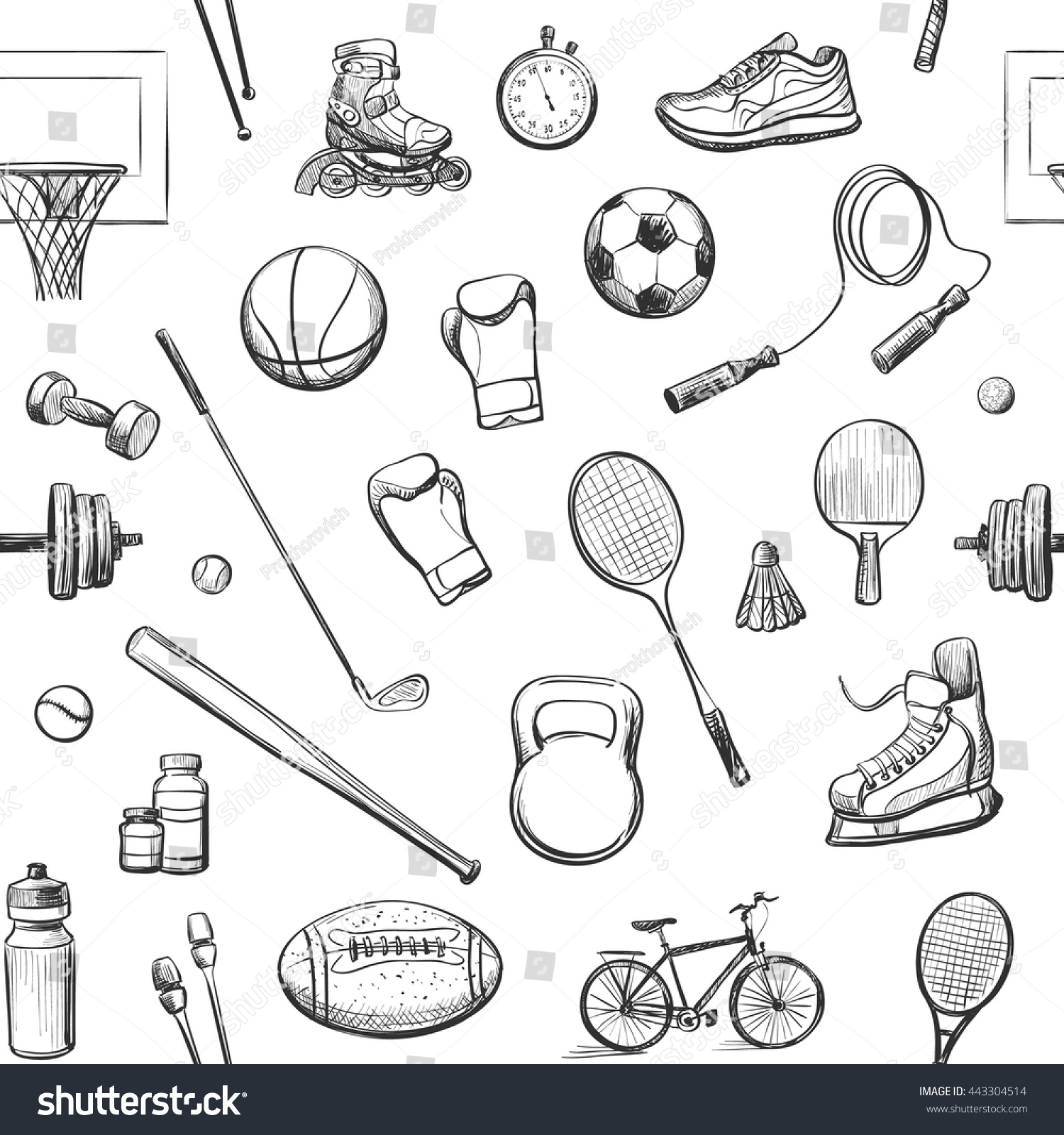 Set Isolated Vector Sketches Relating Sport Stock Vector 443304514 ...