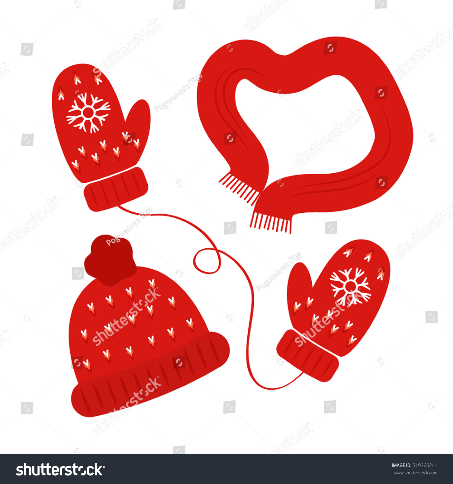 Set Knitted Winter  Wear Their Hat  Stock Vector 519366241 