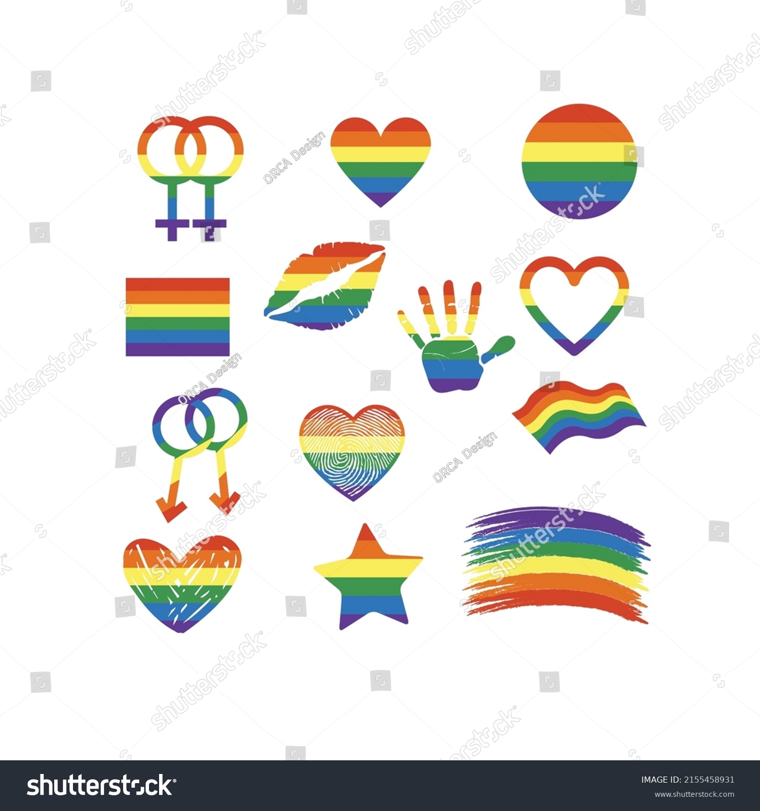 Set Lgbt Symbols Pride Flag Different Stock Vector Royalty Free 2155458931 Shutterstock 7763